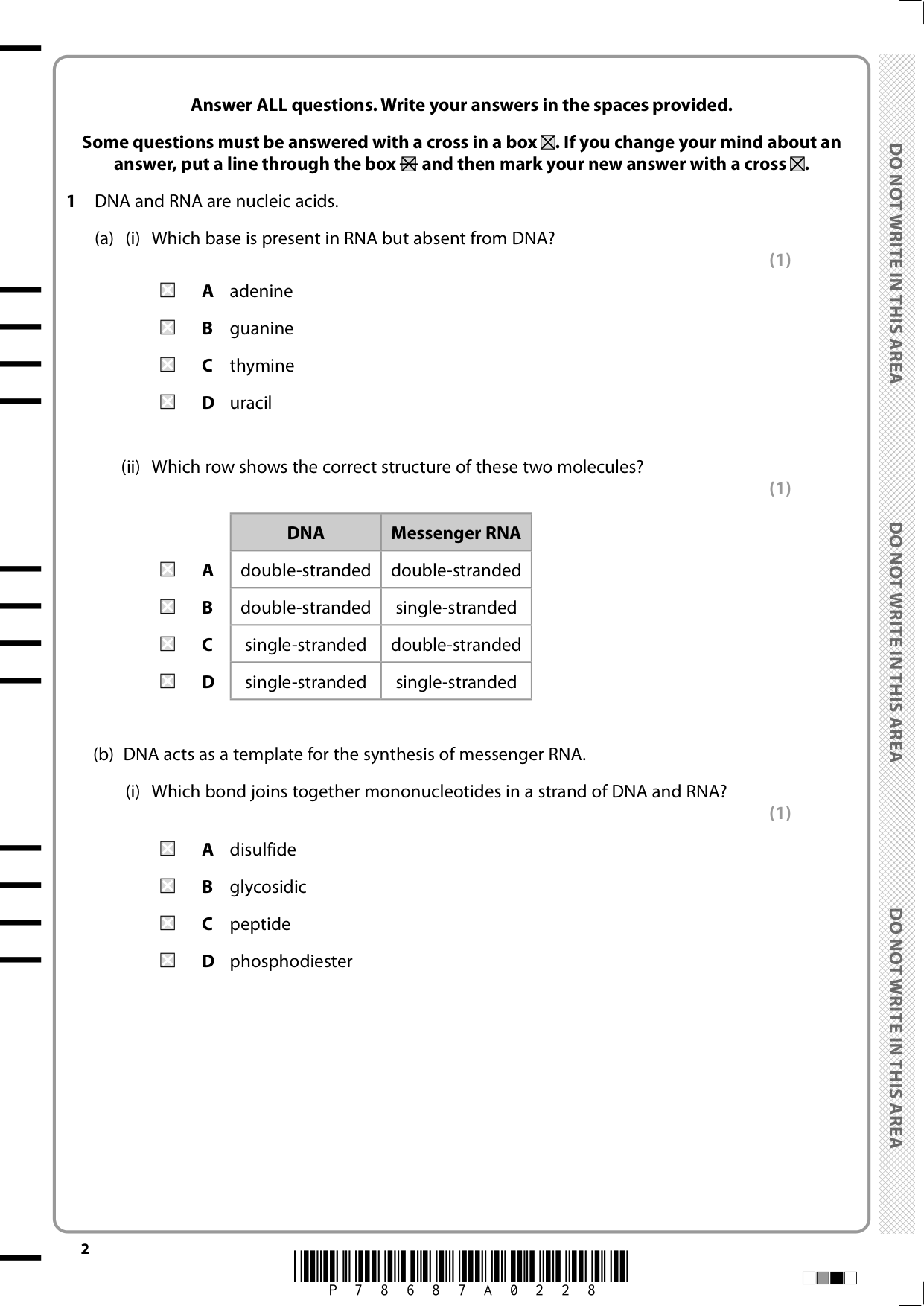 Pearson Edexcel AS Biology Paper 1 2025 Question Paper