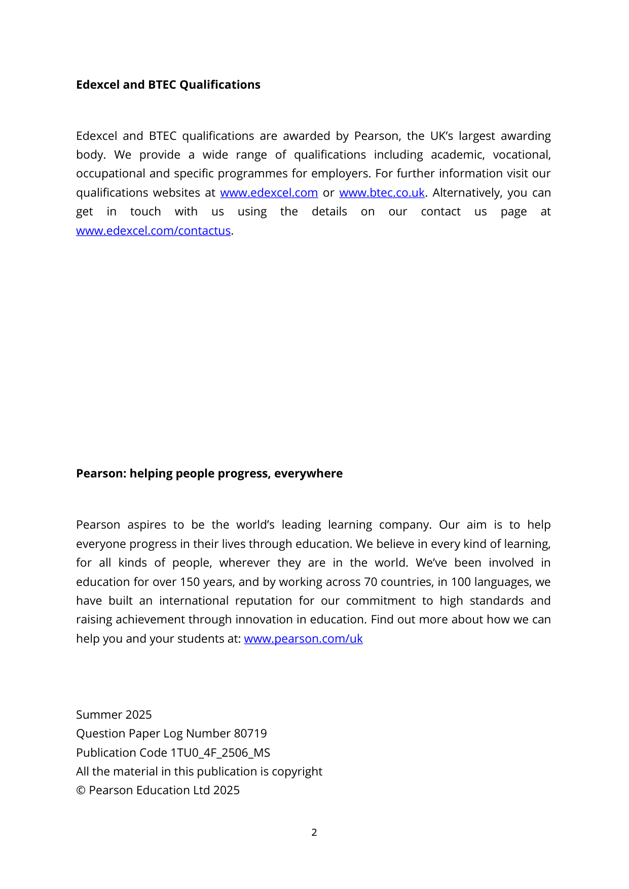 Pearson Edexcel GCSE Turkish Paper 4F 2025 Mark Scheme