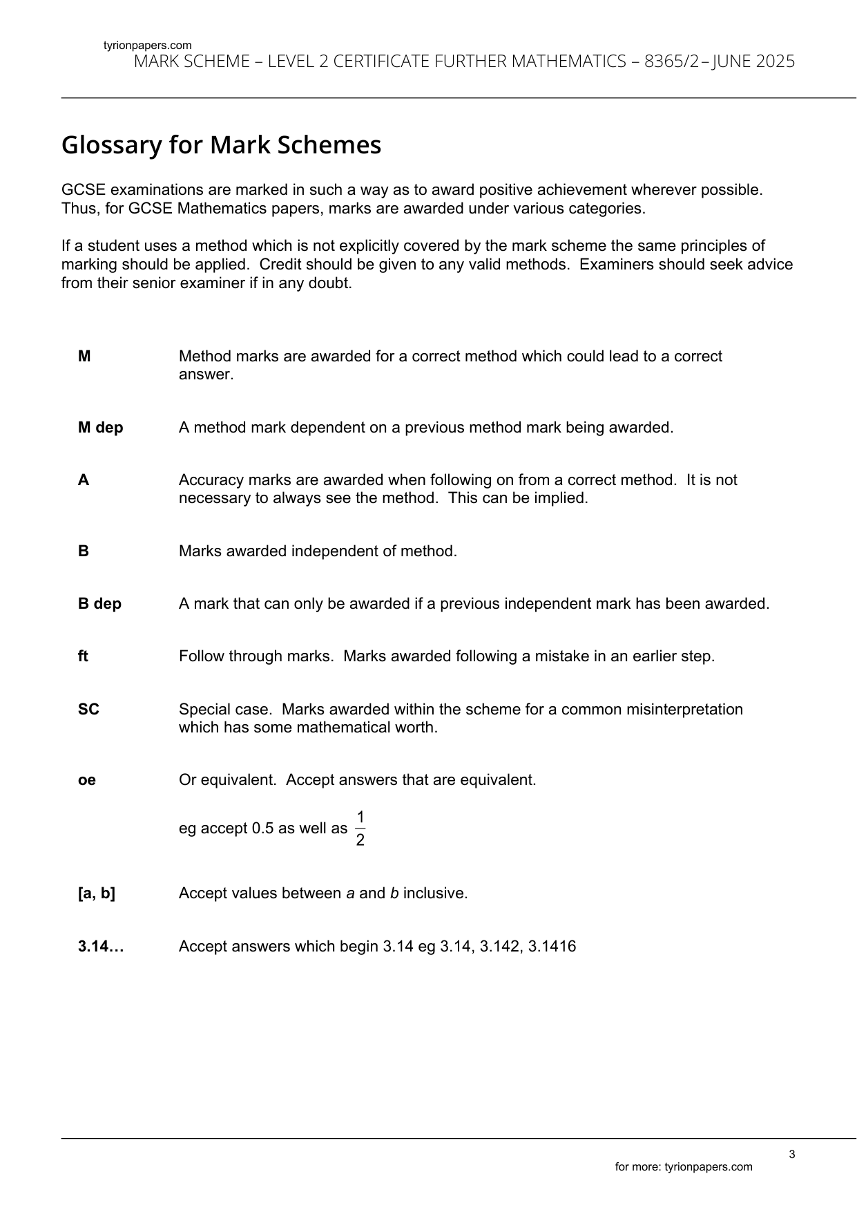 AQA GCSE Further Maths Paper 2 2025 Mark Scheme IMG-3