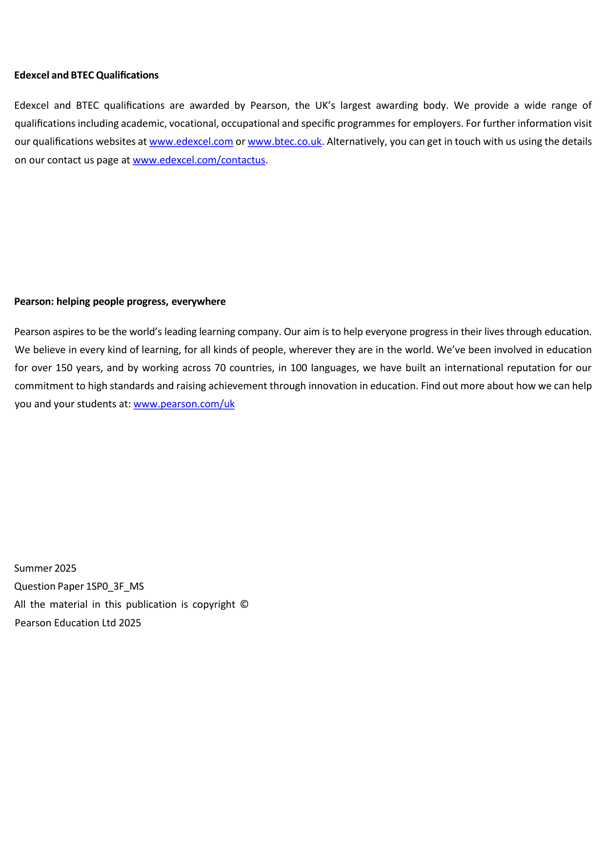 Pearson Edexcel GCSE Spanish Paper 3F 2025 Mark Scheme IMG-3