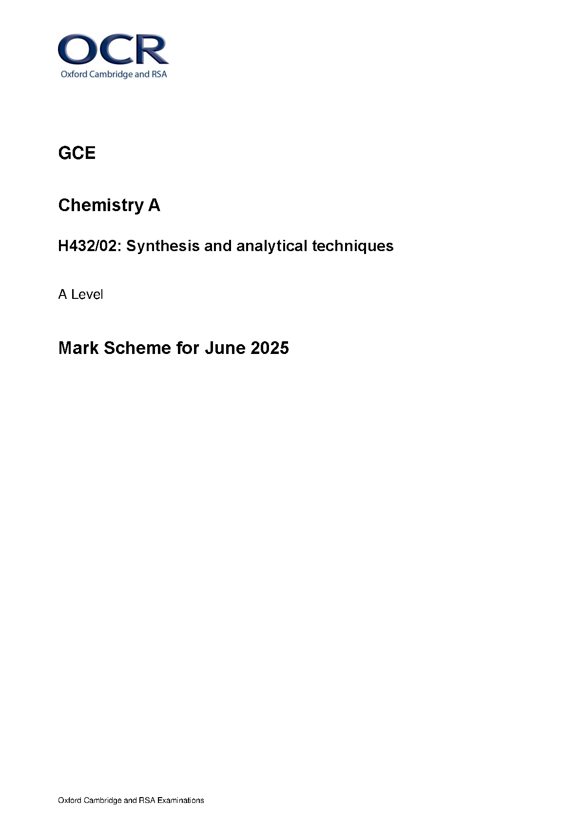 OCR A Level Chemistry A Paper 2 2025 Mark Scheme IMG-1