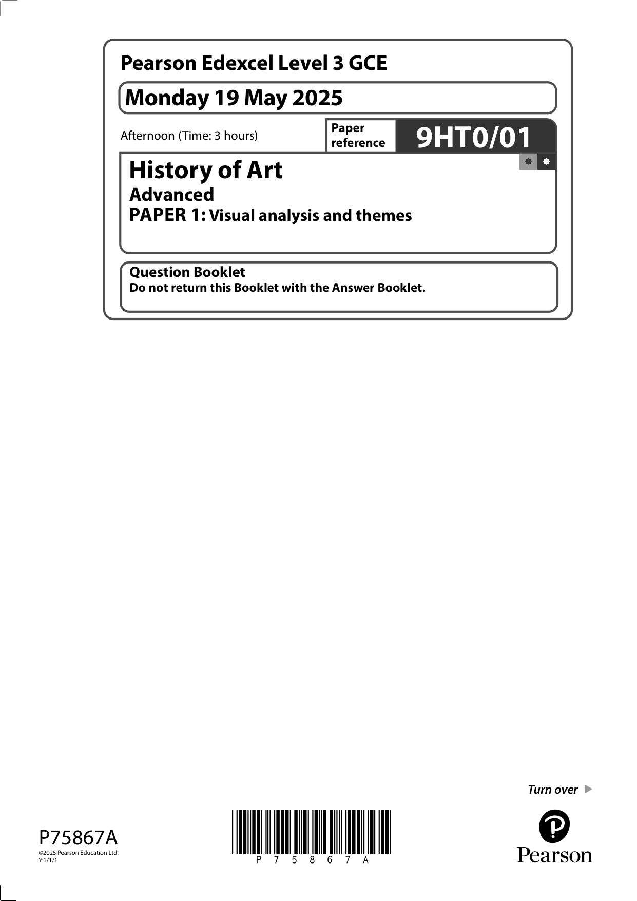 Pearson Edexcel A Level History of Art Paper 2 2025 QP PDF