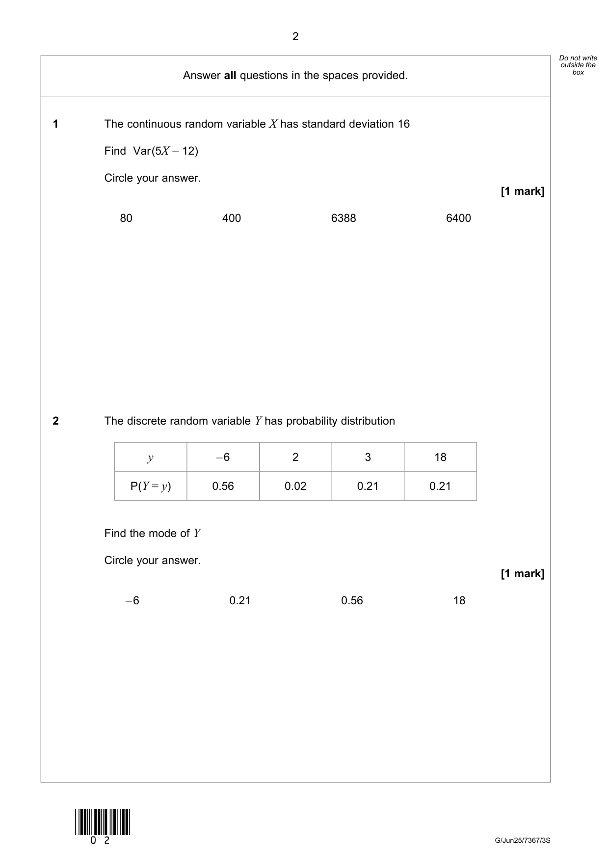AQA Further Mathematics Paper 3S 2025 Question Paper PDF