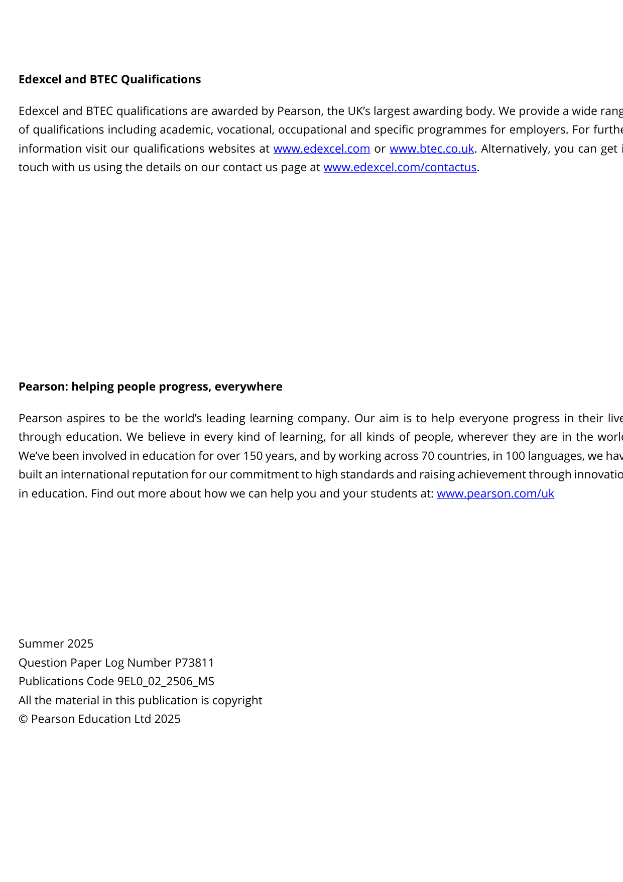 Pearson Edexcel A Level English Language and Literature  MS