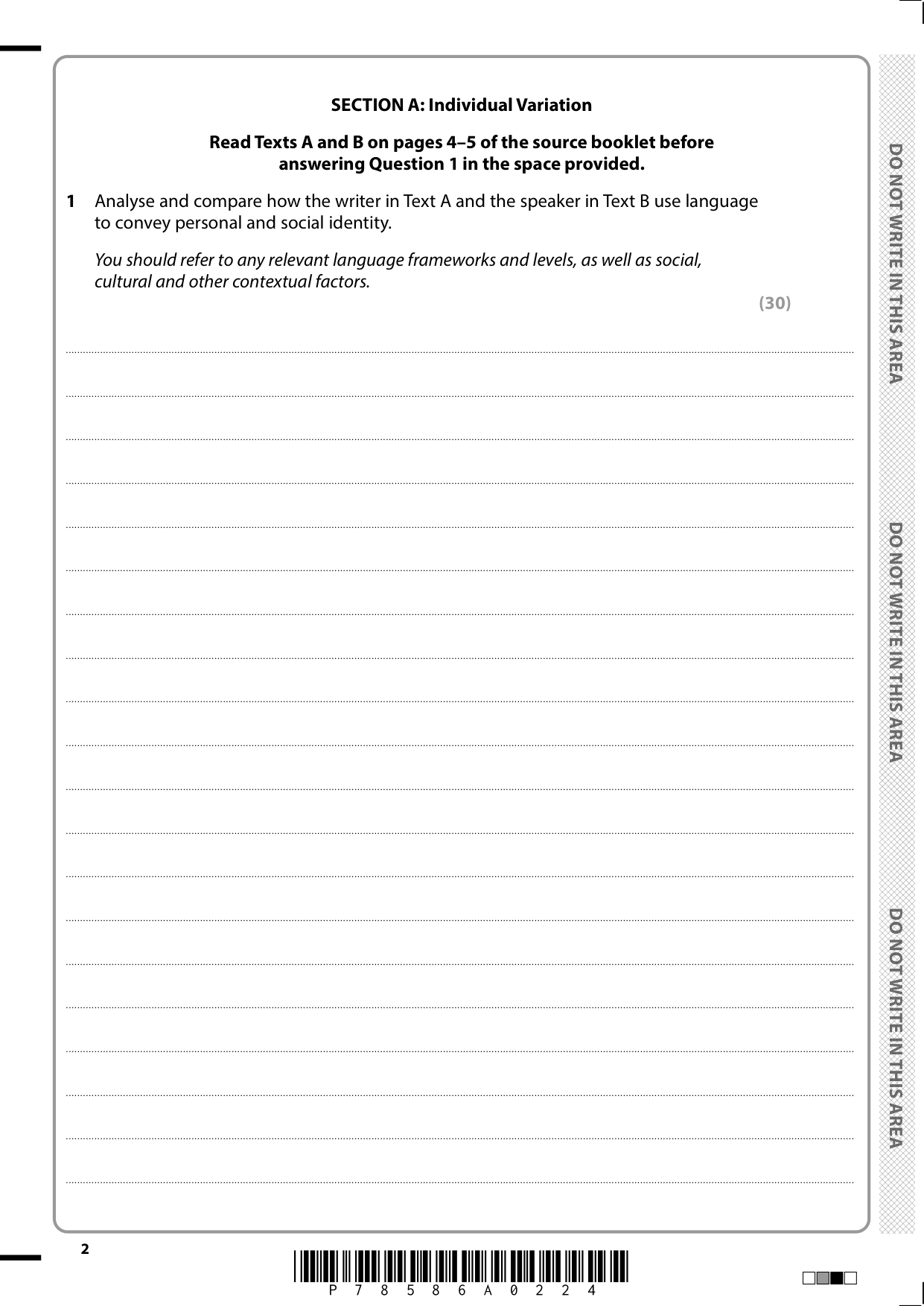 Pearson Edexcel A Level English Language Paper 1 2025 QP
