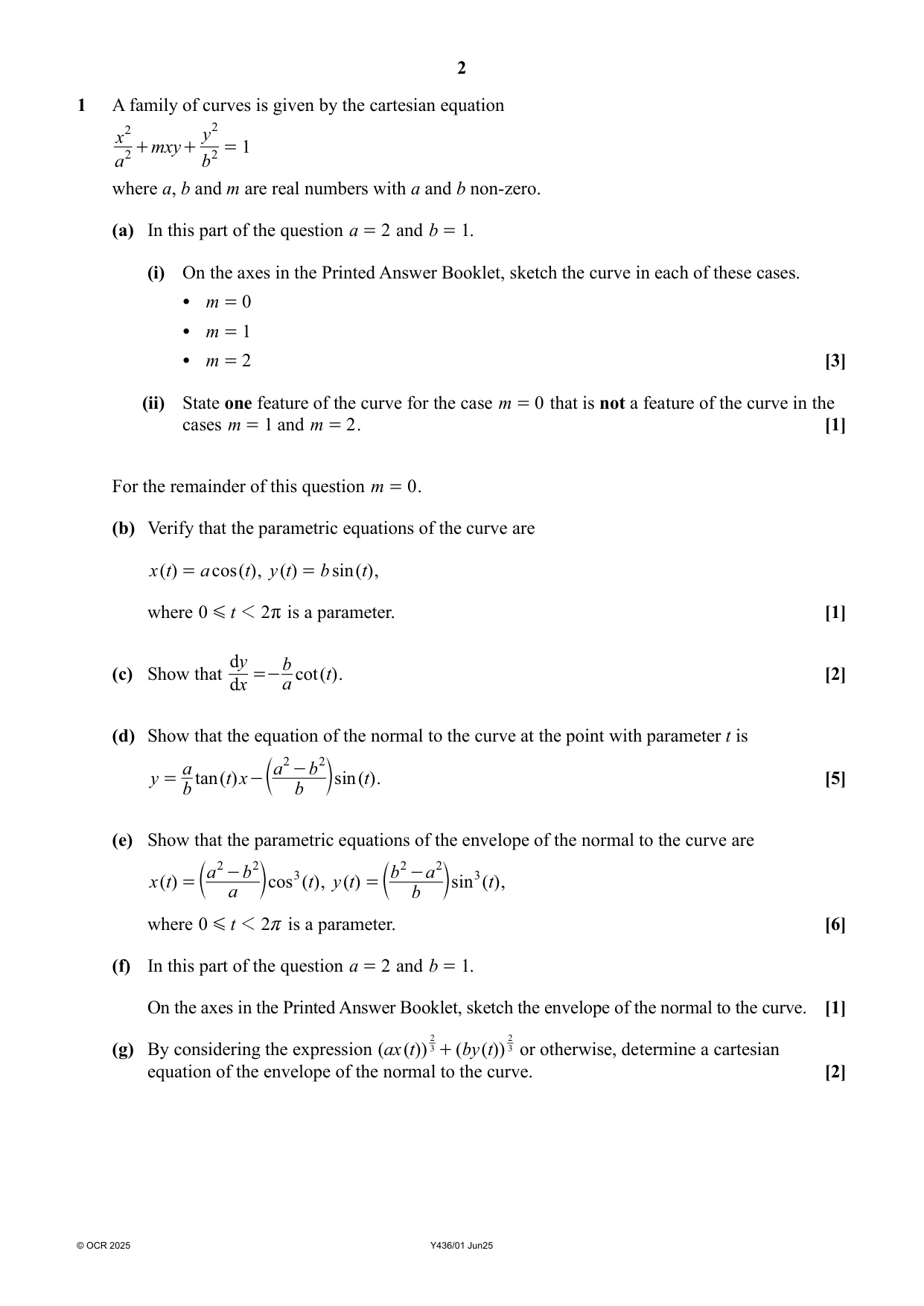 OCR A Level Further Maths Paper 1 Technology 2025 QP