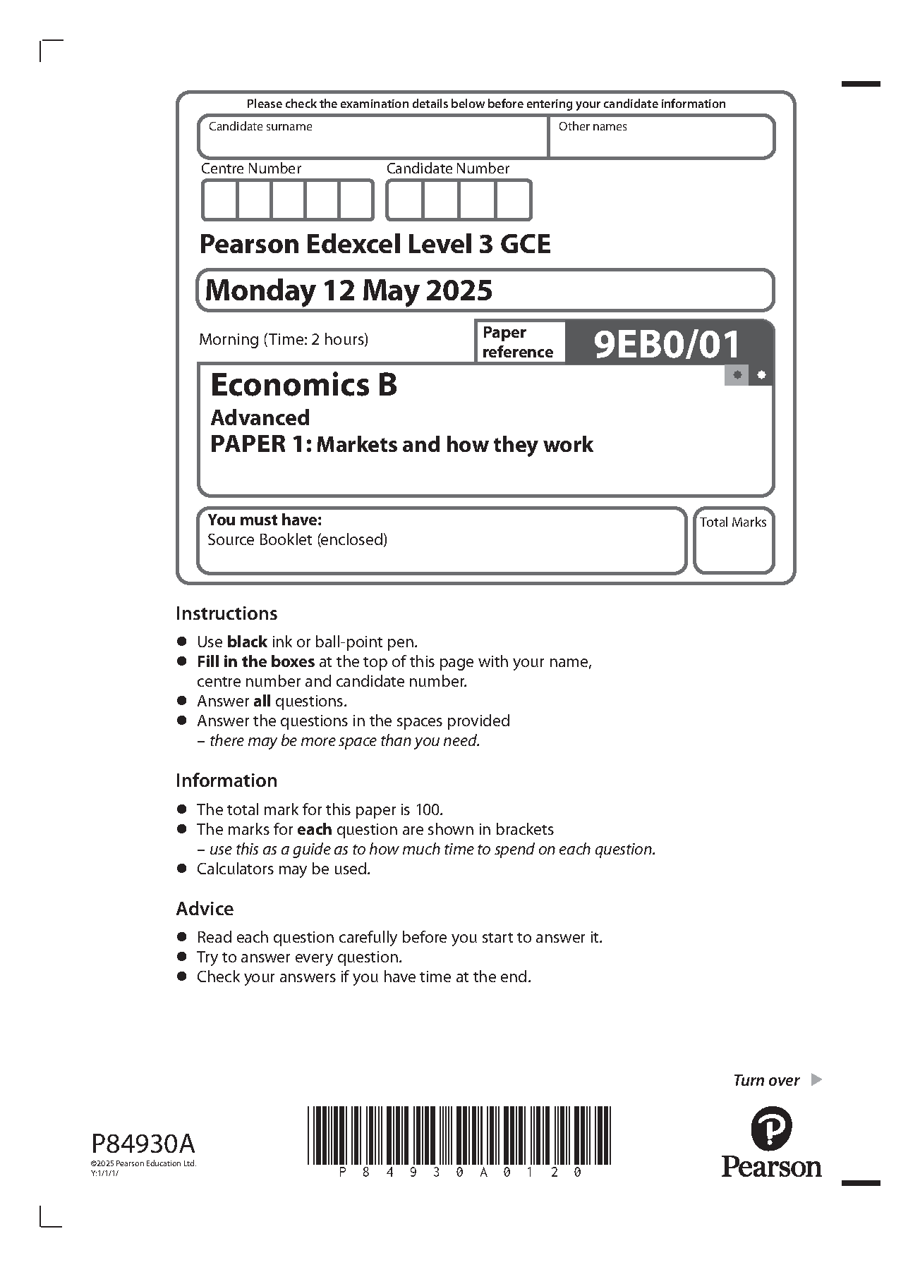Pearson Edexcel A Level Economics B Paper 1 2025 QP IMG-1