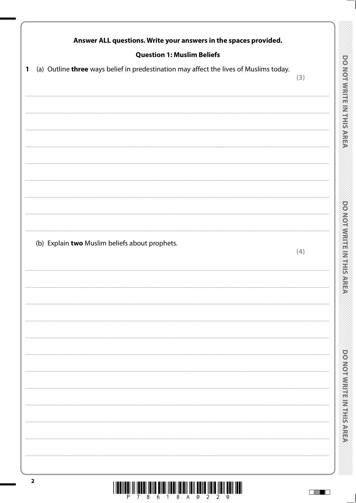 Pearson Edexcel GCSE Religious Studies  Paper 1C 2025 Paper