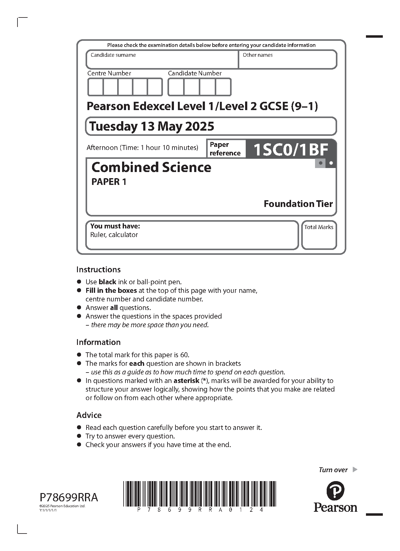 Pearson Edexcel GCSE Combined Science Paper 1 2025 IMG-1