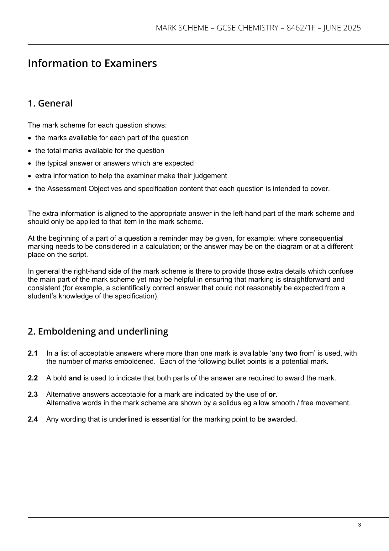 AQA GCSE Chemistry 1F 2025 Mark Scheme PDF IMG-3