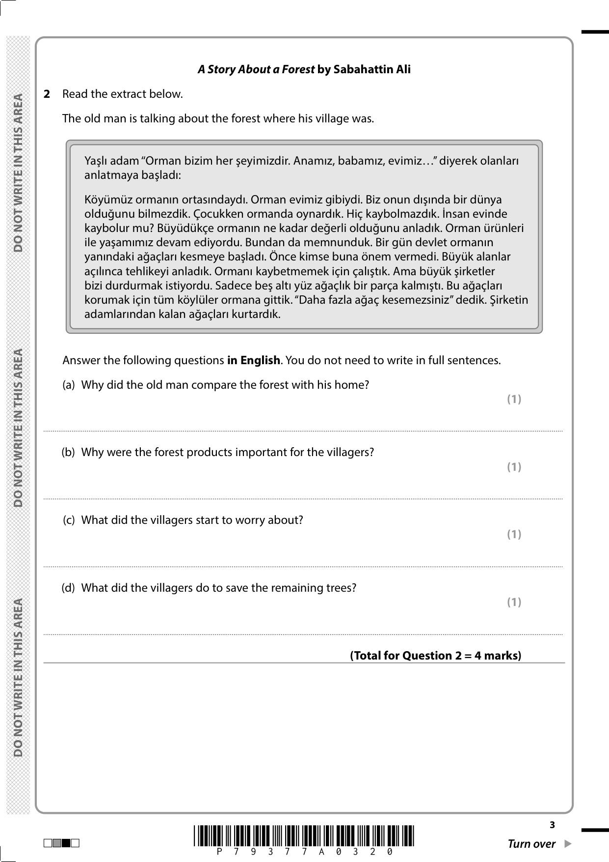 Pearson Edexcel GCSE Turkish Paper 3H 2025 Question Paper IMG-3