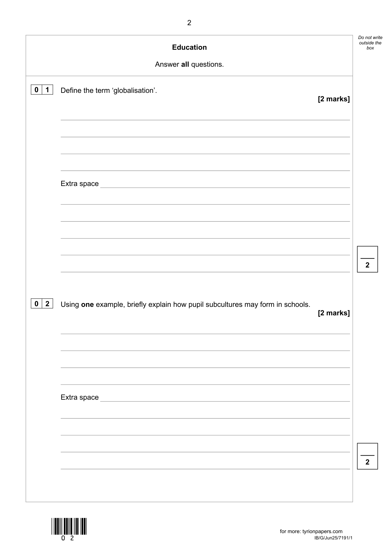 AQA AS Sociology Paper 1 2025 Question Paper
