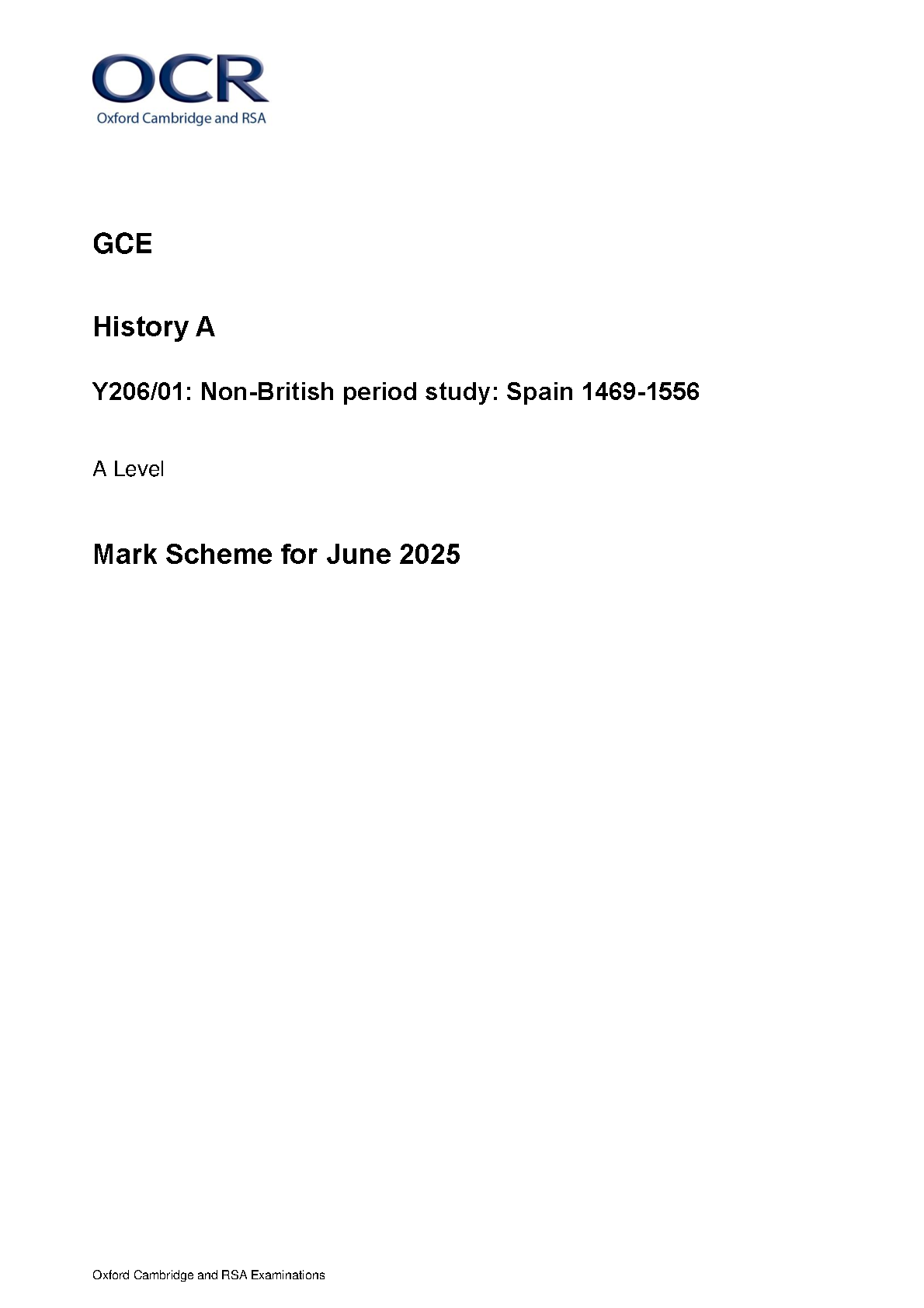 OCR A Level History A Spain 1469-1556 2025 Mark Scheme IMG-1