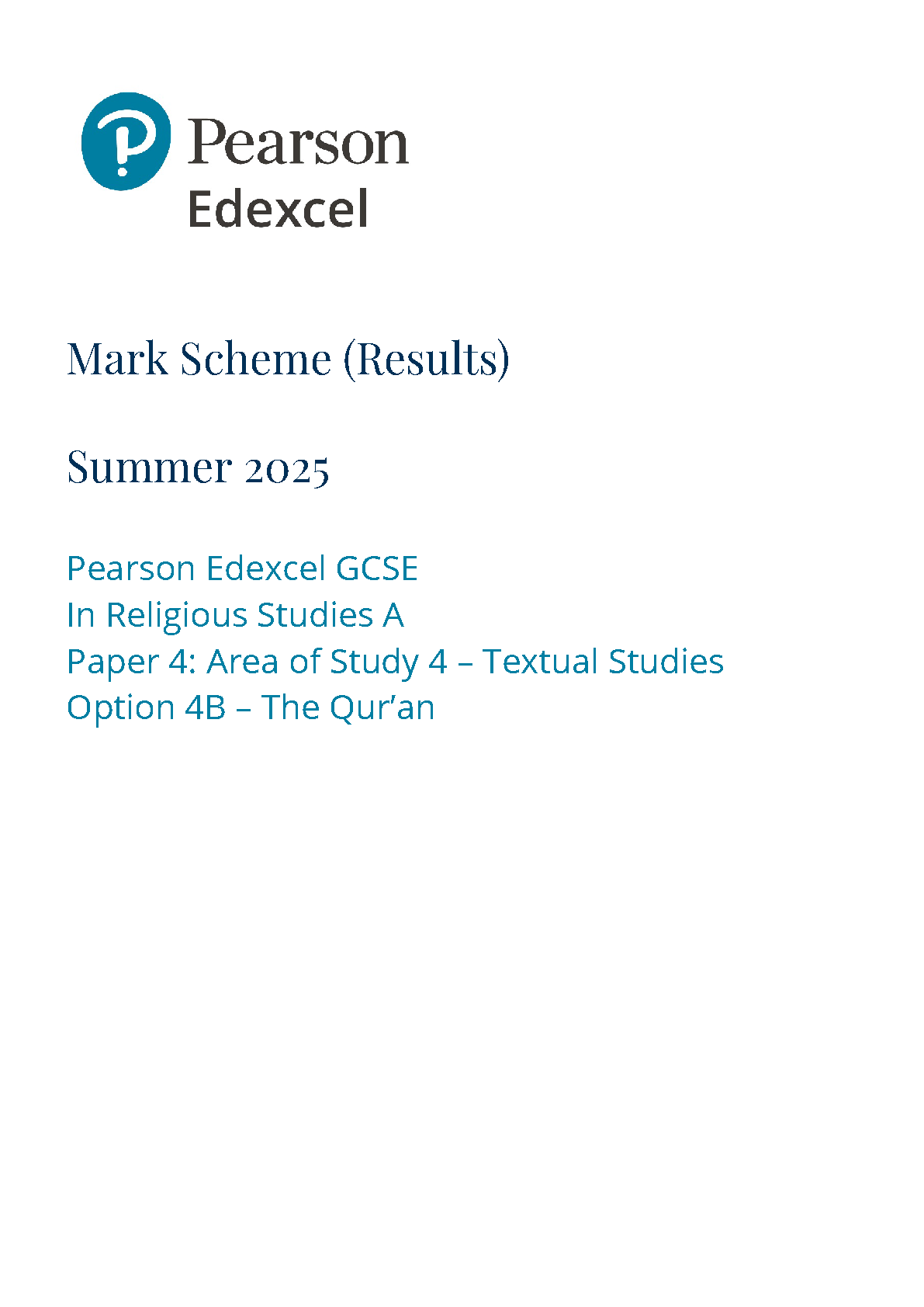 Pearson Edexcel GCSE Religious Studies Paper 4B 2025 MS IMG-1