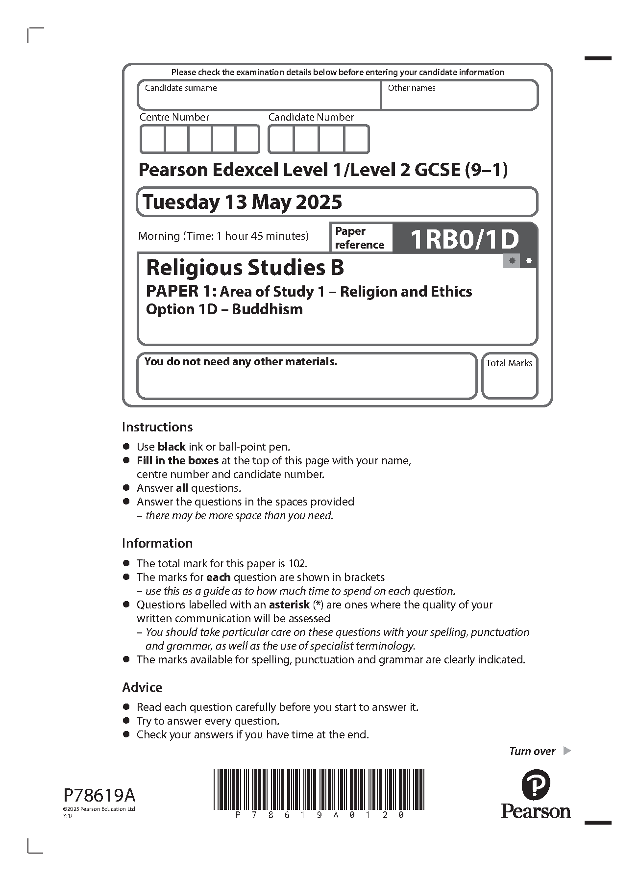 Pearson Edexcel GCSE Religious Studies Paper 1 2025 IMG-1