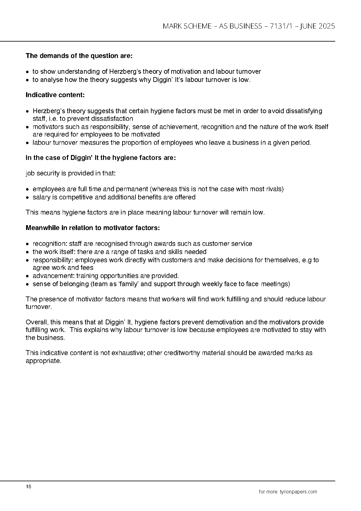 AQA AS Business  Paper 1 2025 Mark Scheme IMG-1