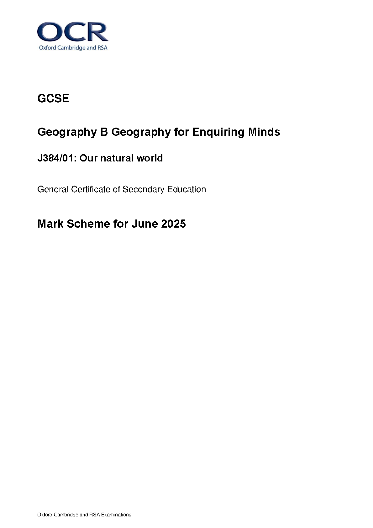 OCR GCSE Geography B Paper 1 2025 Mark Scheme PDF IMG-1