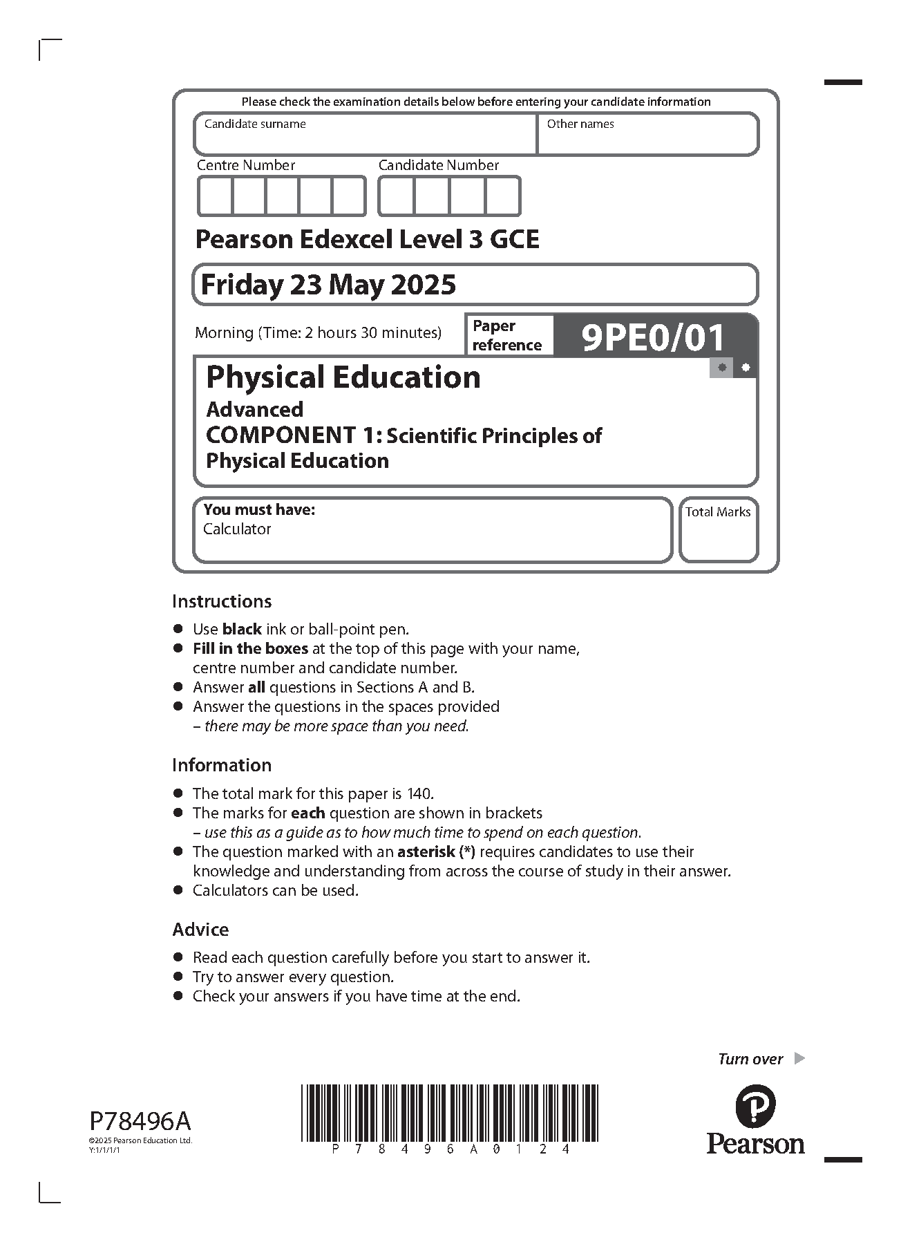 Pearson Edexcel A Level Physical Education Paper 1 2025 QP IMG-1