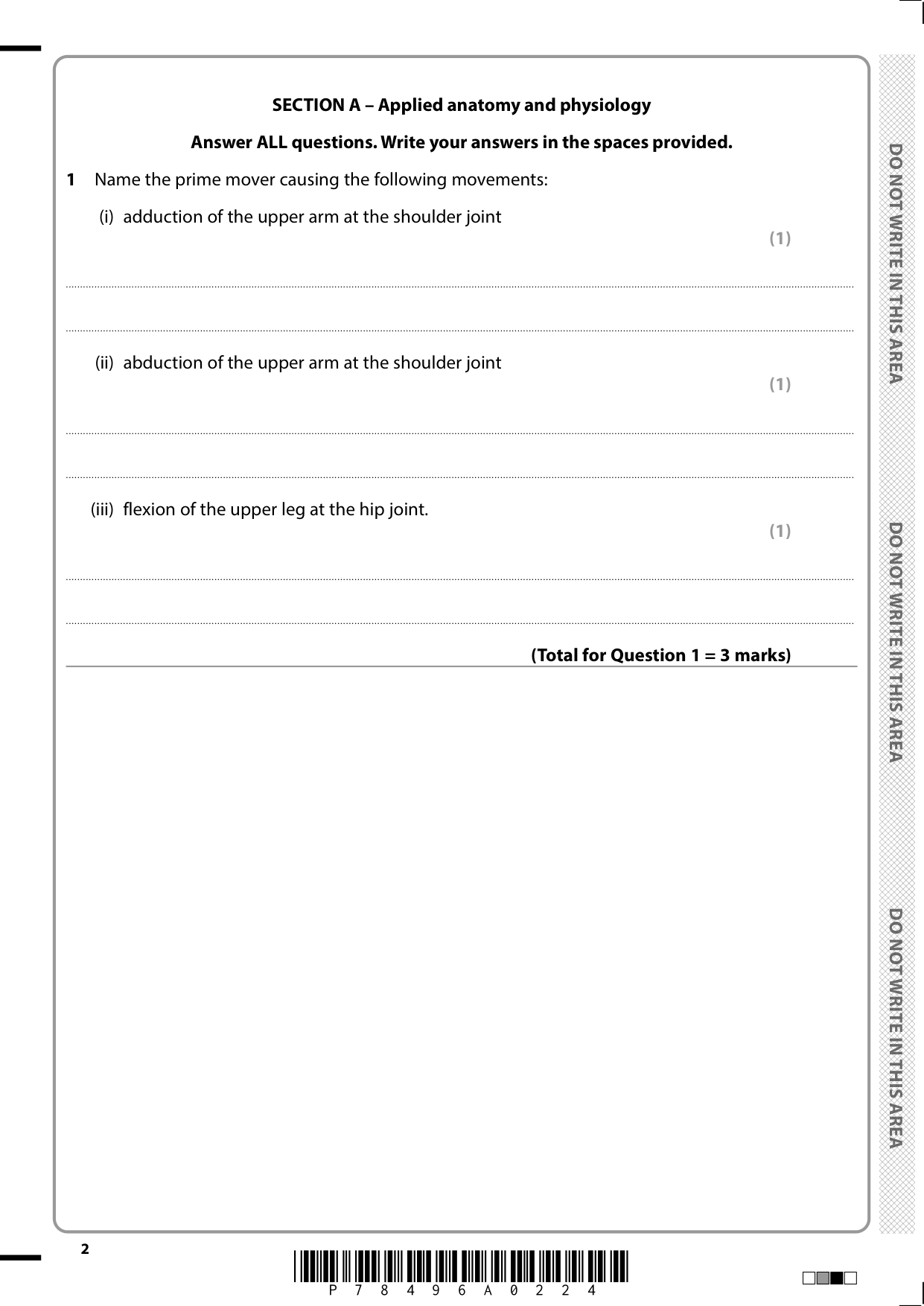 Pearson Edexcel A Level Physical Education Paper 1 2025 QP
