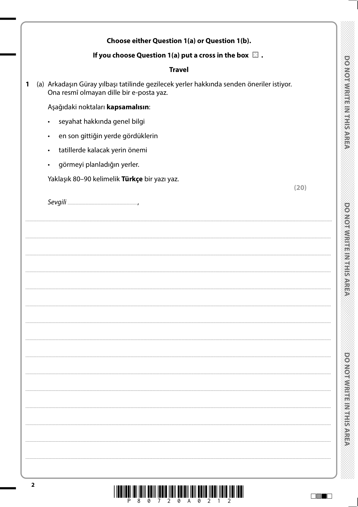 Pearson Edexcel GCSE Turkish Paper 4H 2025 Question Paper