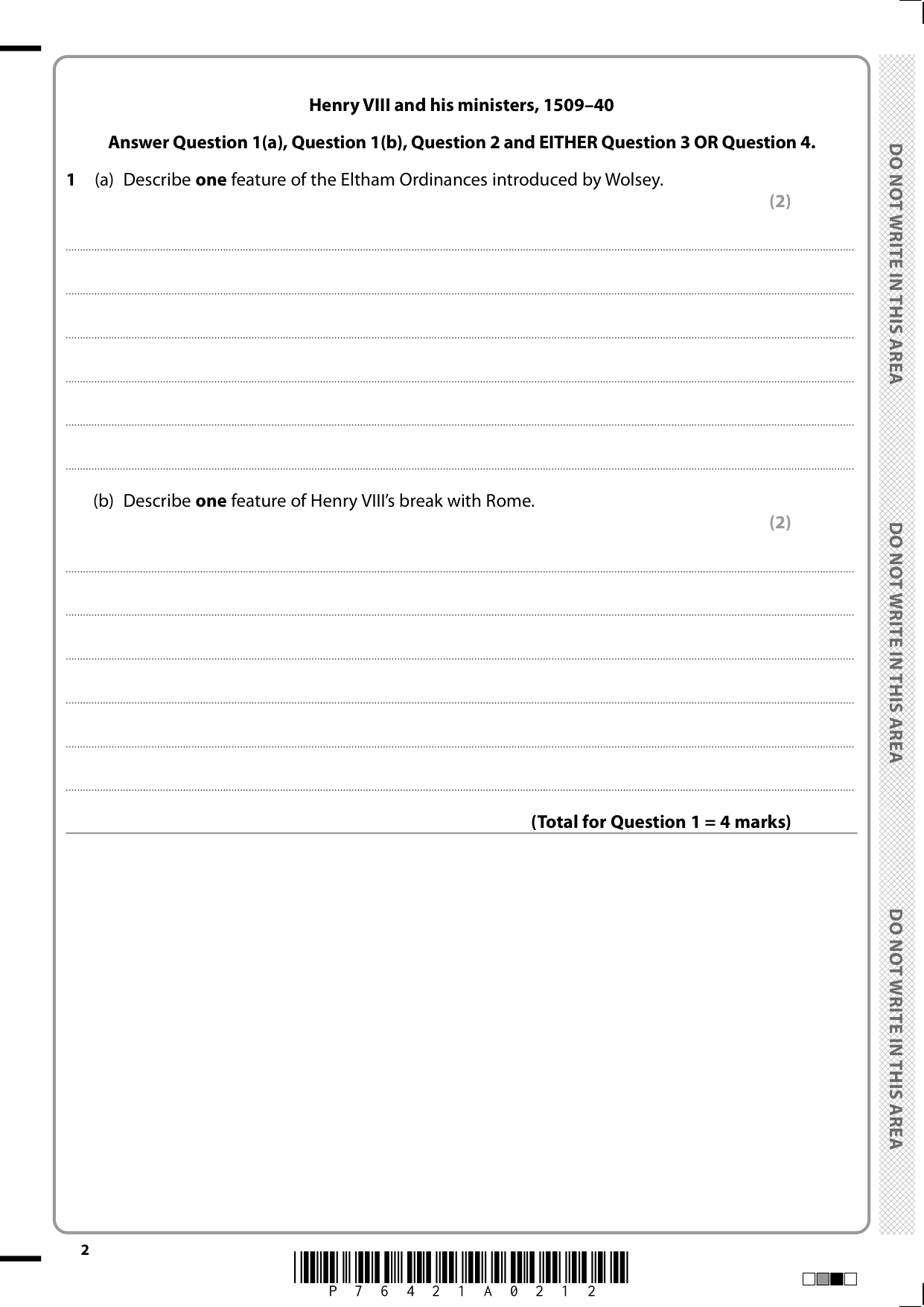 Pearson Edexcel GCSE History Paper B3 2025 Question Paper