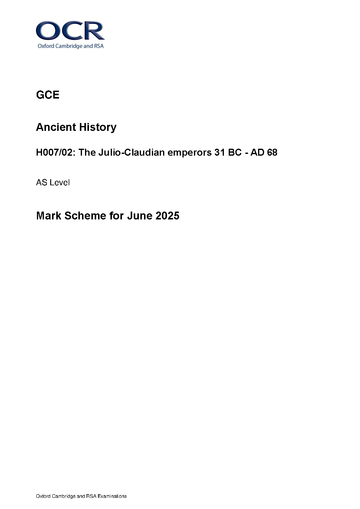 OCR  AS Level Ancient History Paper 2 2025 Mark Scheme IMG-1
