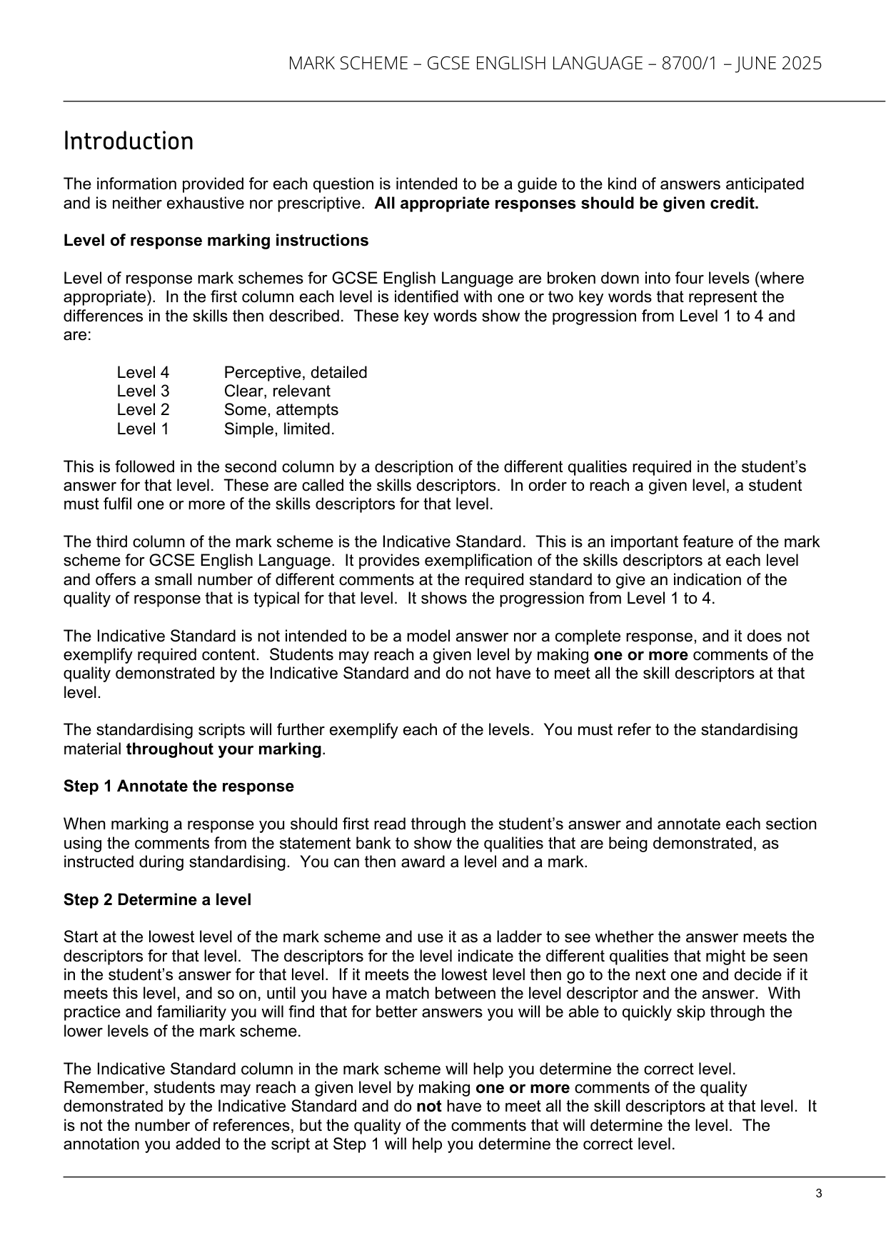 AQA GCSE English Language Paper 1 2025 Mark Scheme IMG-3