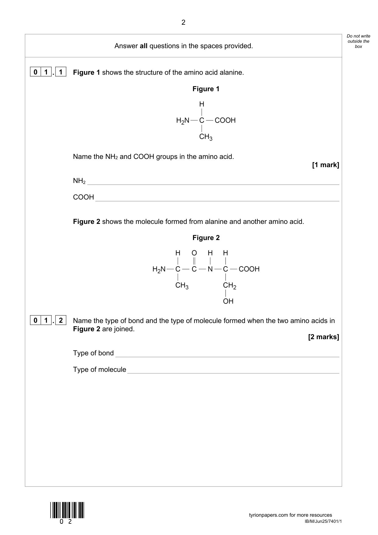 AQA AS Biology Paper 1 2025 Question Paper PDF