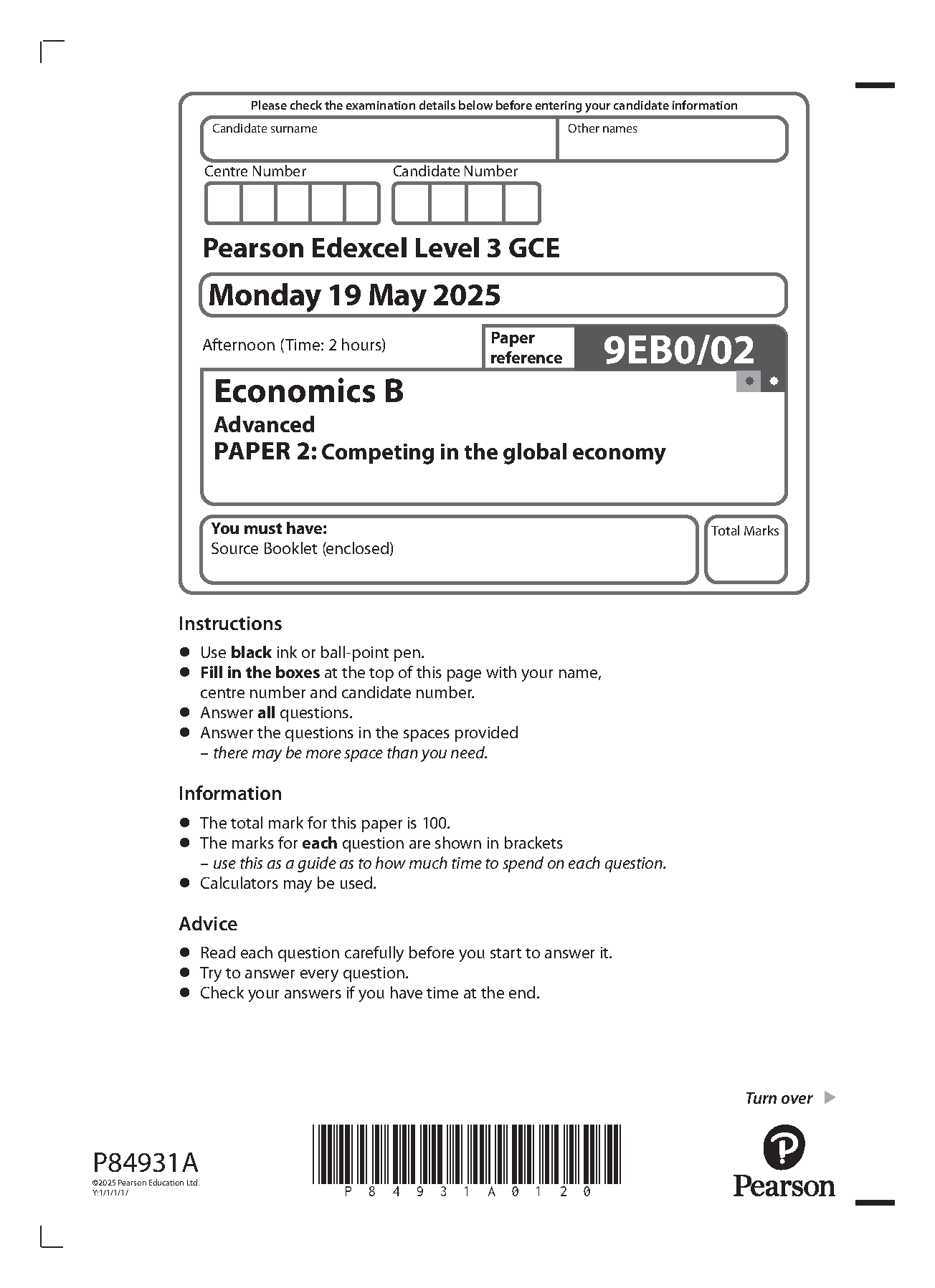 Pearson Edexcel A Level Economics B Paper 2 2025 QP IMG-1