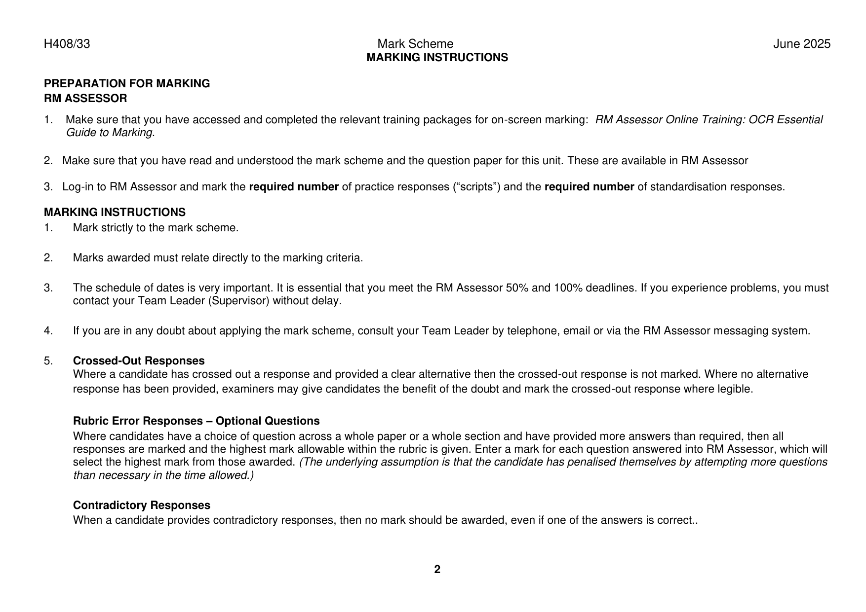 OCR A Level Classical Civilisation Paper 33 2025 Mark scheme IMG-3