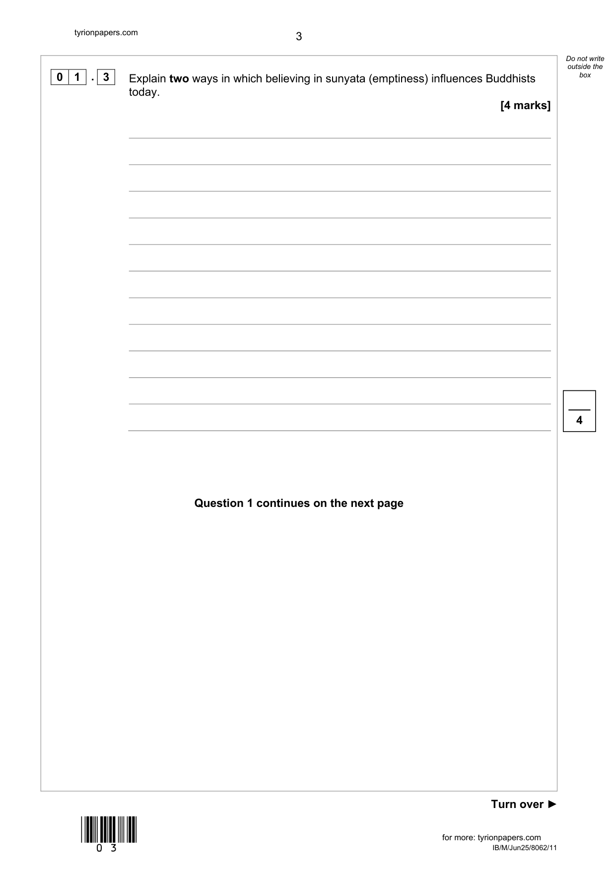 AQA GCSE Religious Studies A Paper 1 Buddism 2025 QP IMG-3