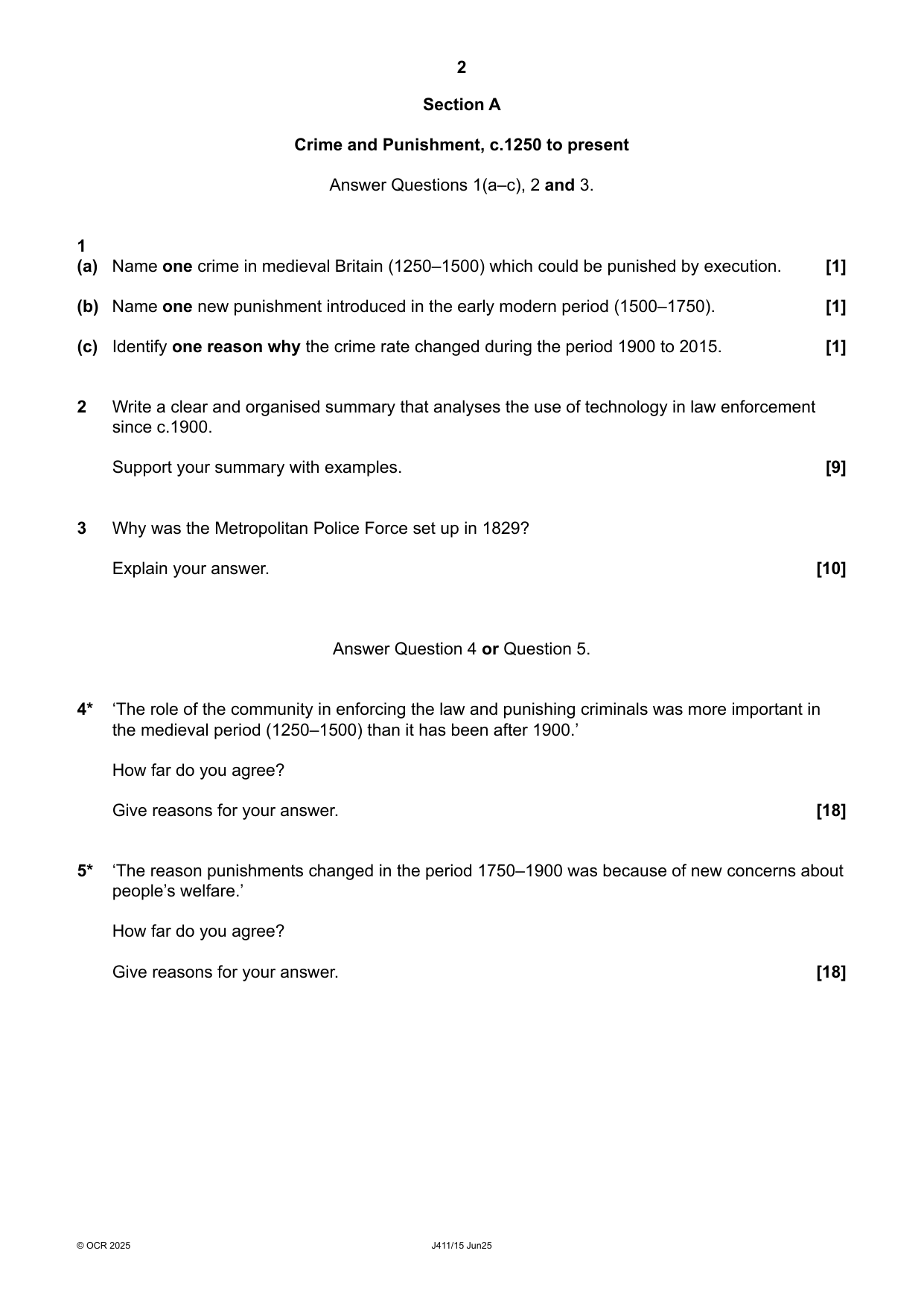 OCR GCSE History Paper 15 2025 Question Paper