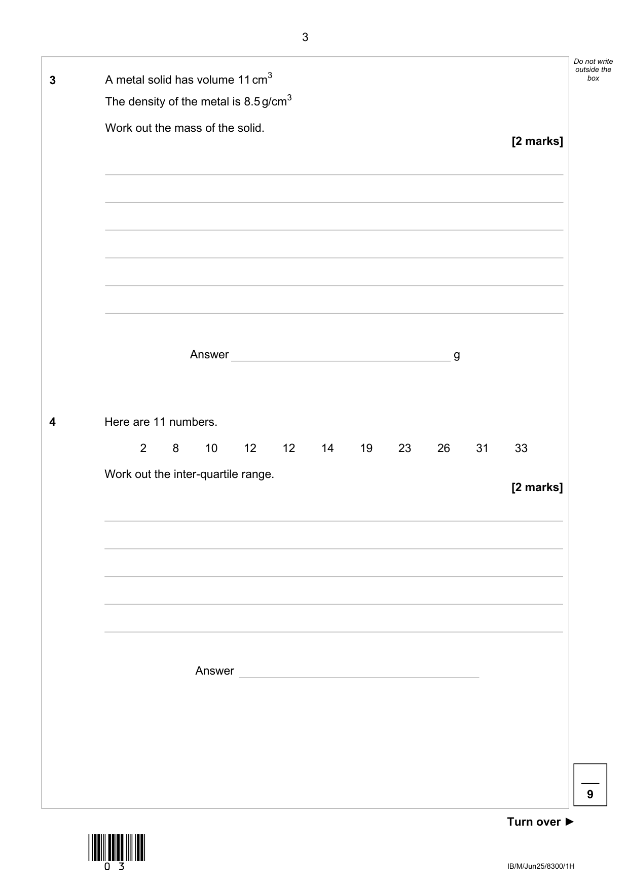 AQA GCSE Maths  Paper 1H 2025 Question Paper IMG-3