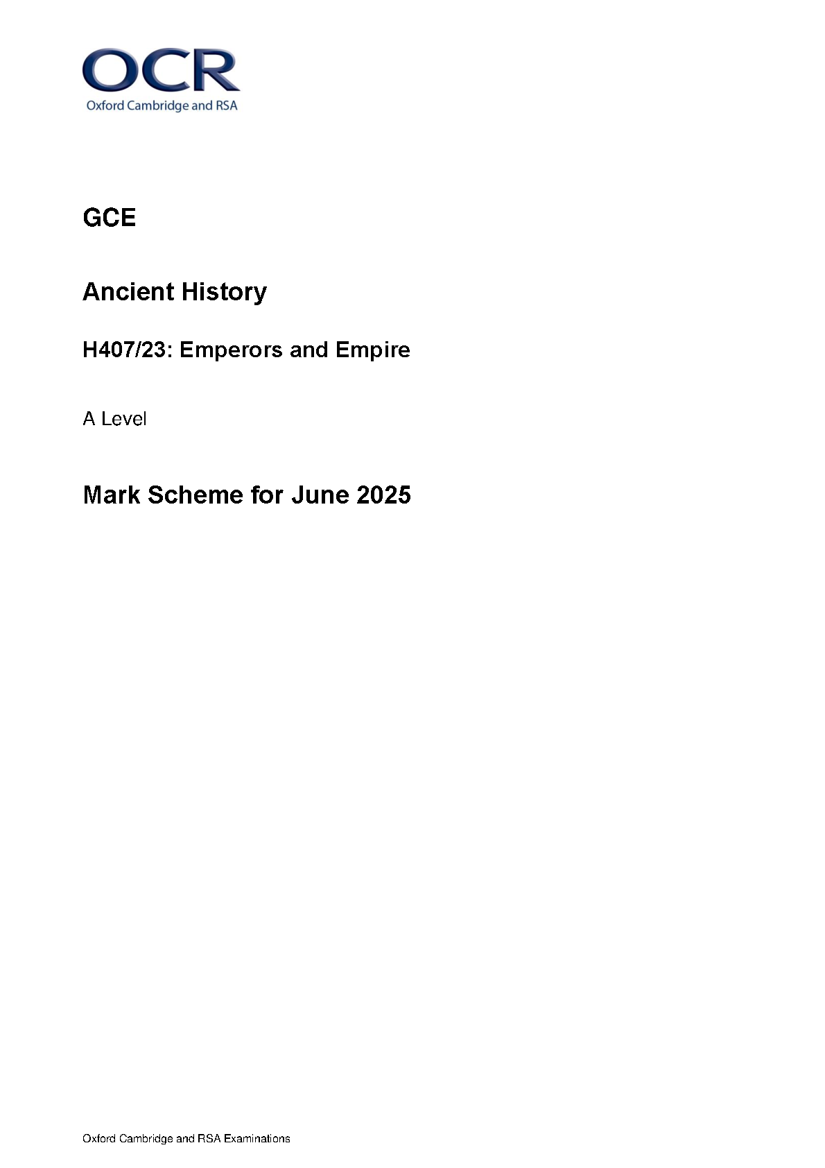 OCR A Level Ancient History Paper 23 2025 Mark Scheme IMG-1