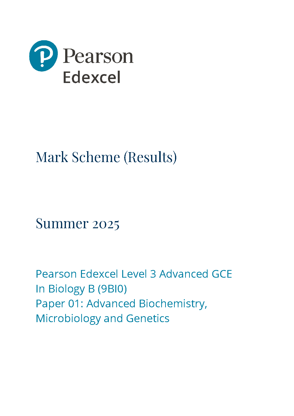 Pearson Edexcel A Level Biology B Paper 1 2025 Mark scheme IMG-1