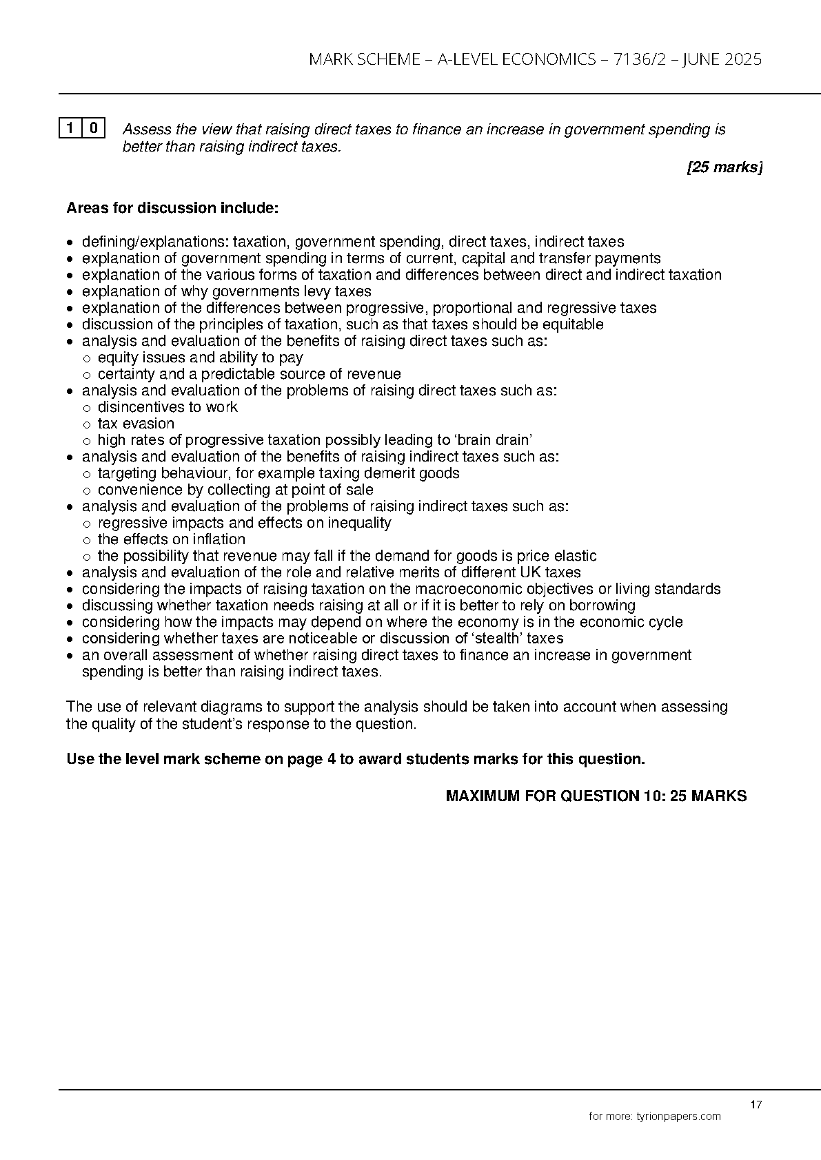 AQA A Level Economics Paper 2 2025 Mark Scheme PDF IMG-1