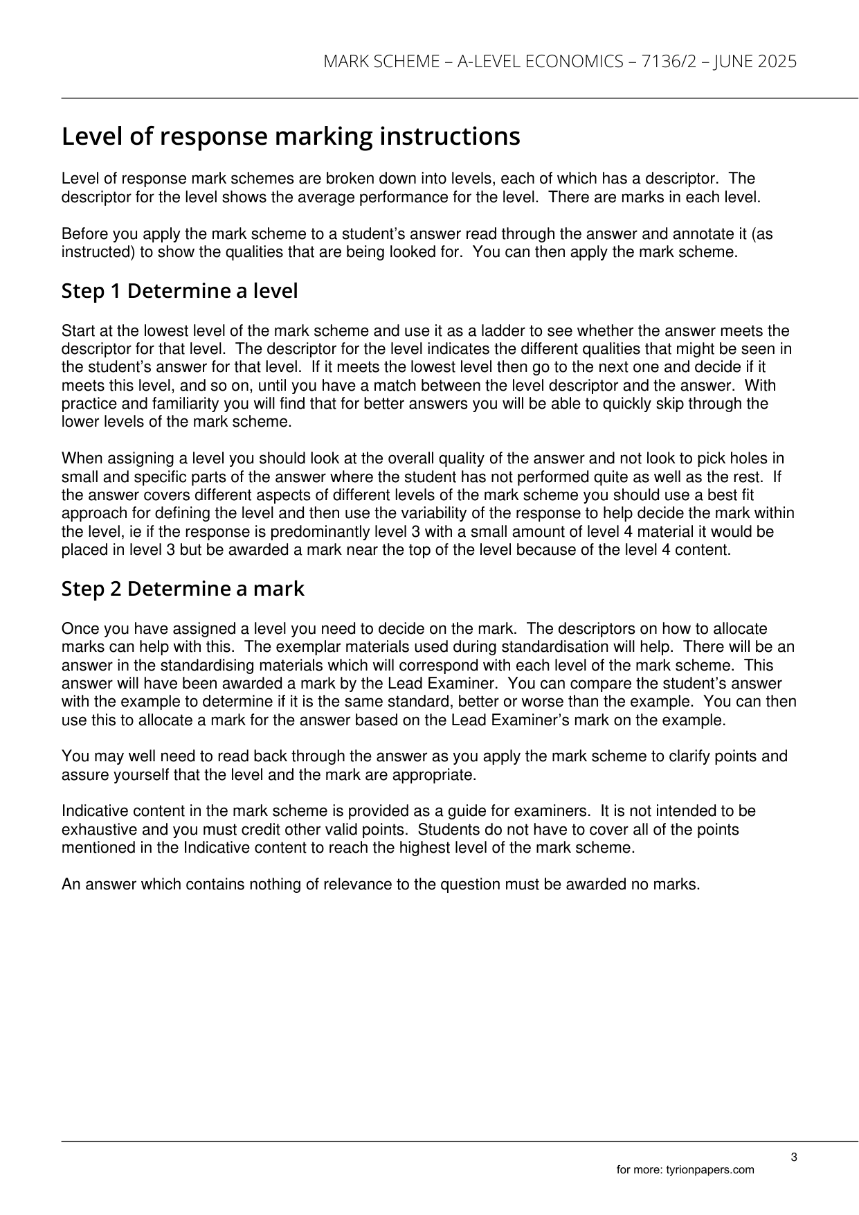 AQA A Level Economics Paper 2 2025 Mark Scheme PDF IMG-3
