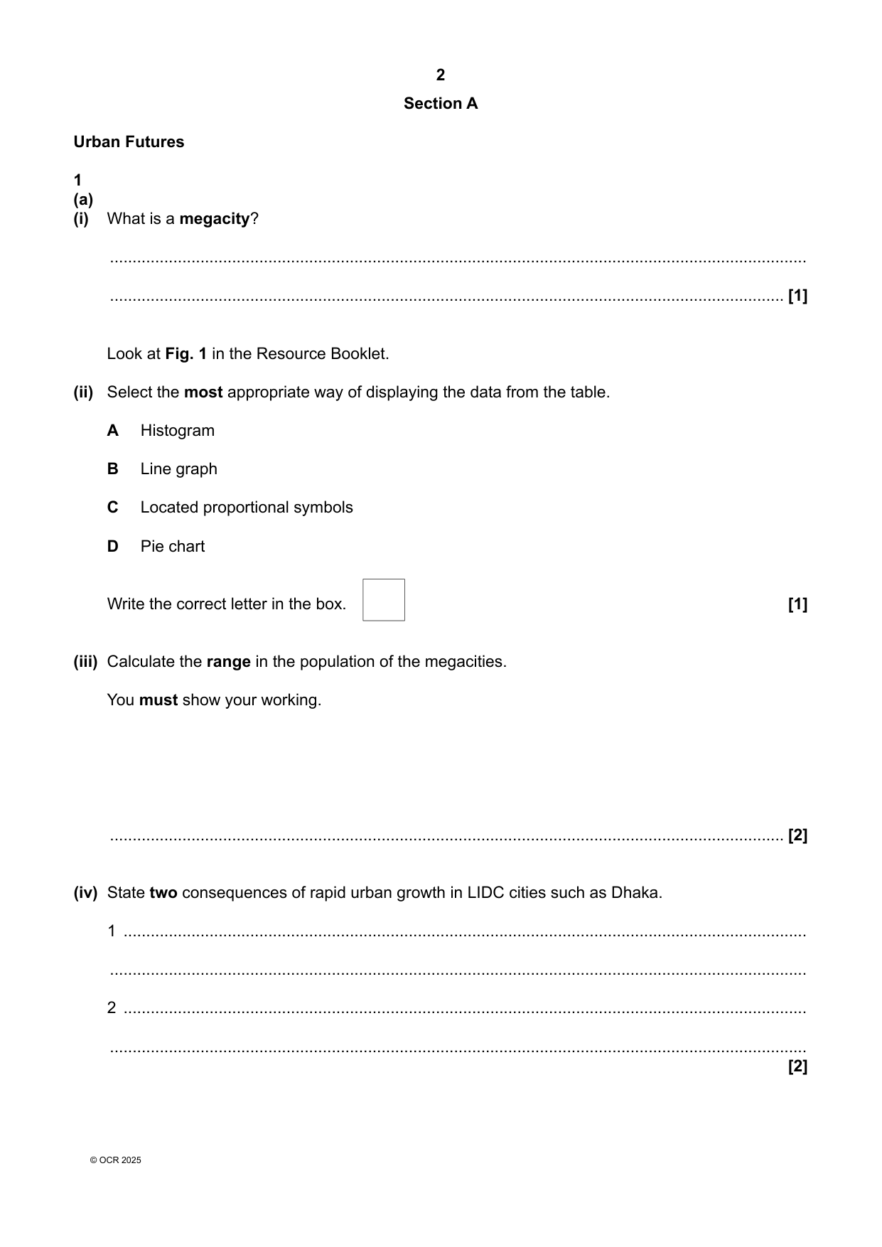 OCR GCSE Geography B Paper 2 2025 Question Paper PDF