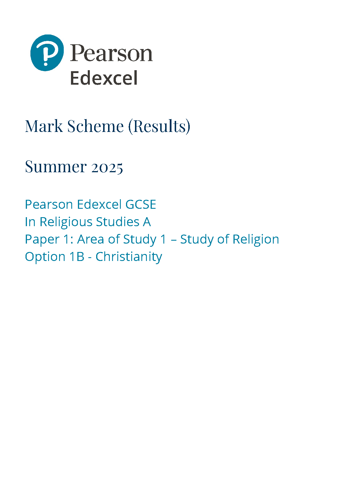 Pearson Edexcel GCSE Religious Studies Paper IB 2025 MS IMG-1