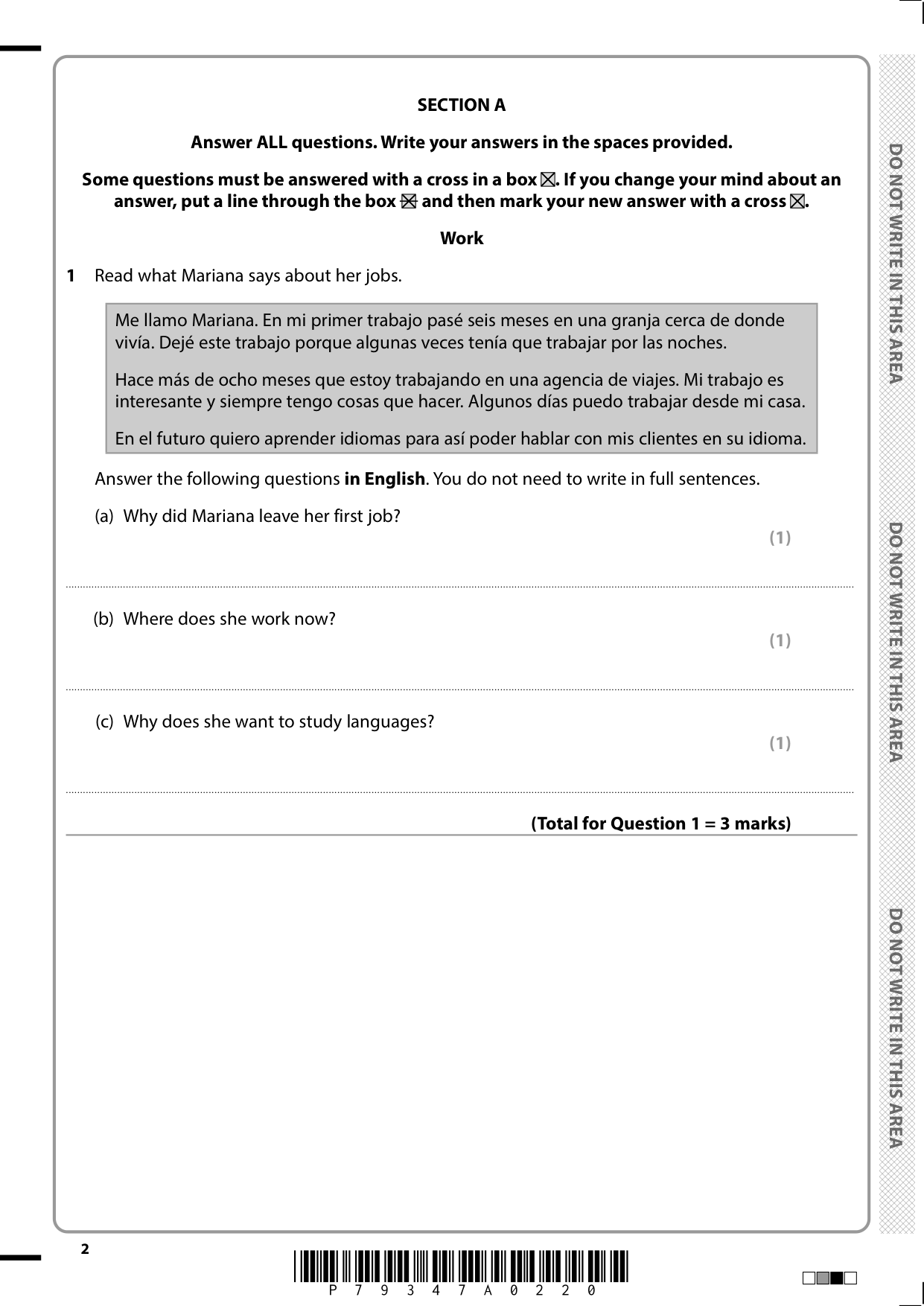 Pearson Edexcel GCSE Spanish Paper 3H 2025 Question Paper