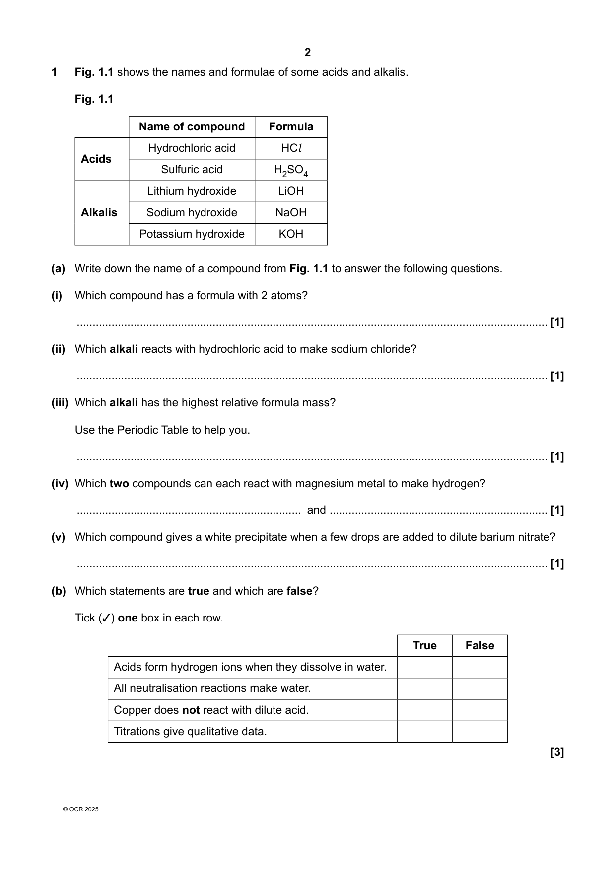 OCR GCSE Chemistry  B Paper 2 2025 Question Paper