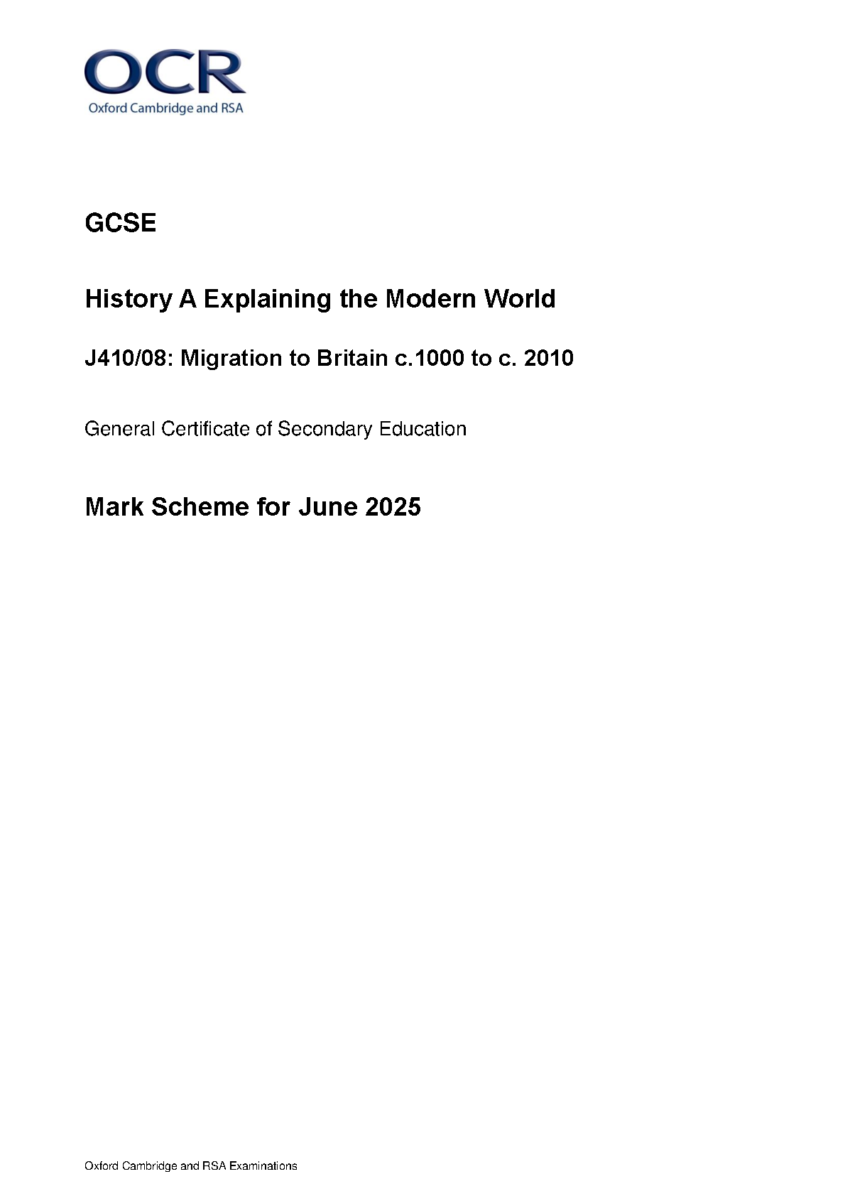 OCR GCSE History Paper 8 2025 Mark Scheme IMG-1