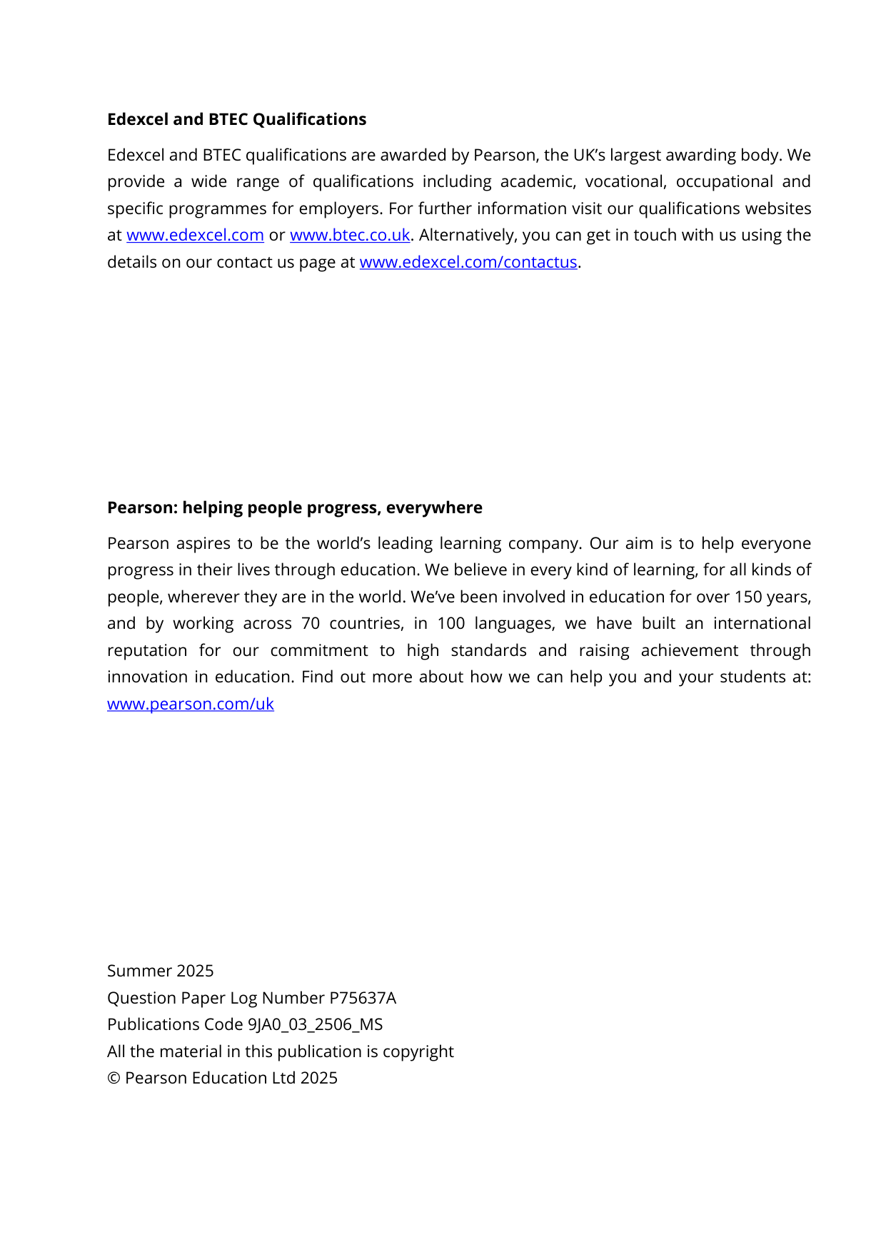 Pearson Edexcel A Level Japanese Paper 3 2025 Mark Scheme