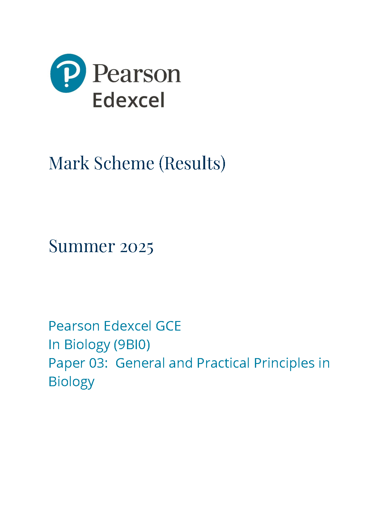 Pearson Edexcel A Level Biology B Paper 3 2025 Mark Scheme IMG-1