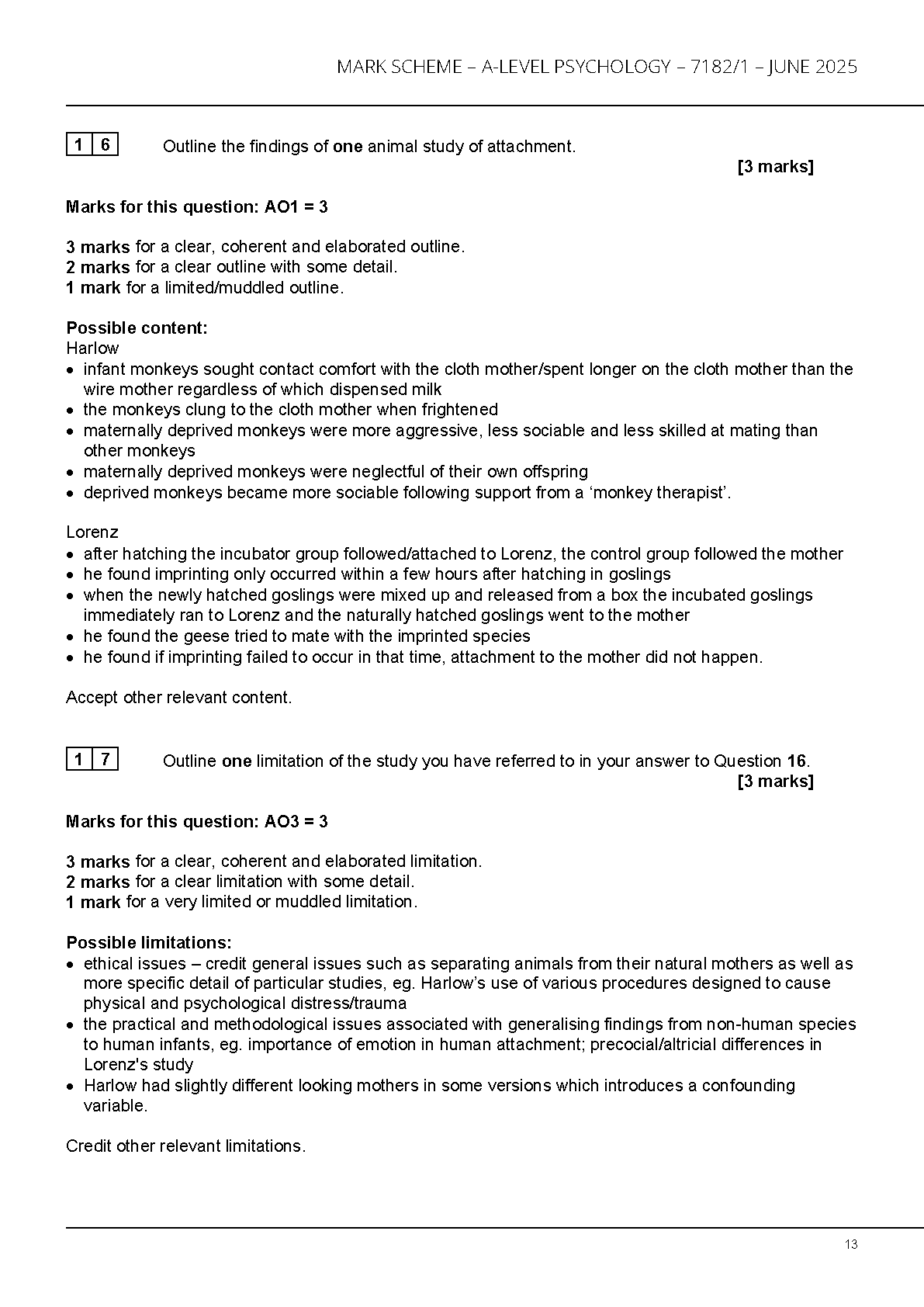 AQA A Level Psychology Paper 1 2025 Mark Scheme IMG-1