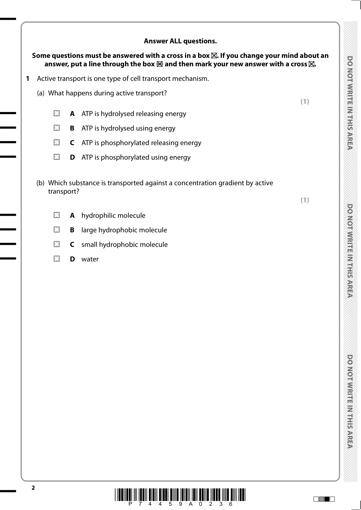 Pearson Edexcel A Level Biology B Paper 1 2025 QP