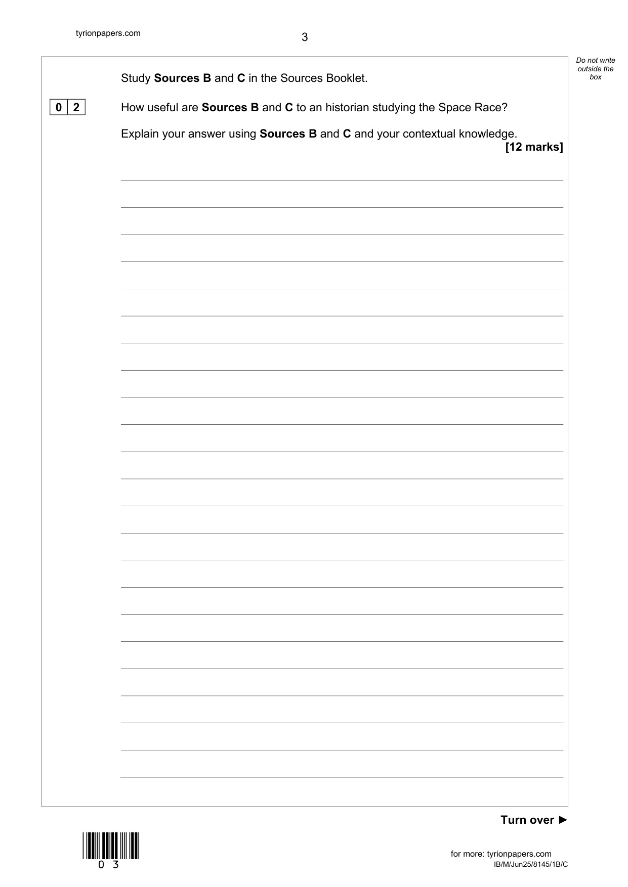 AQA GCSE History Paper 1B Section B/C 2025 Question Paper IMG-3