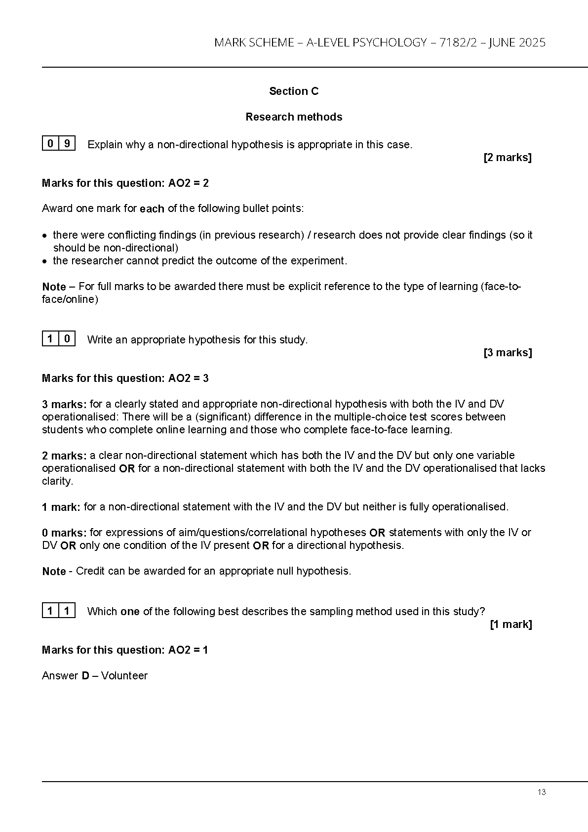 AQA A Level Psychology Paper 2 2025 Mark Scheme IMG-1