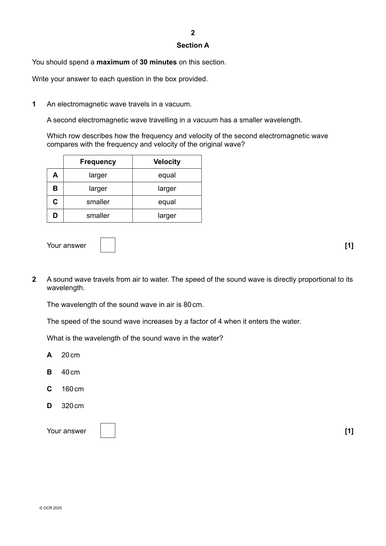 OCR GCSE Physics Paper 4 2025 Question Paper