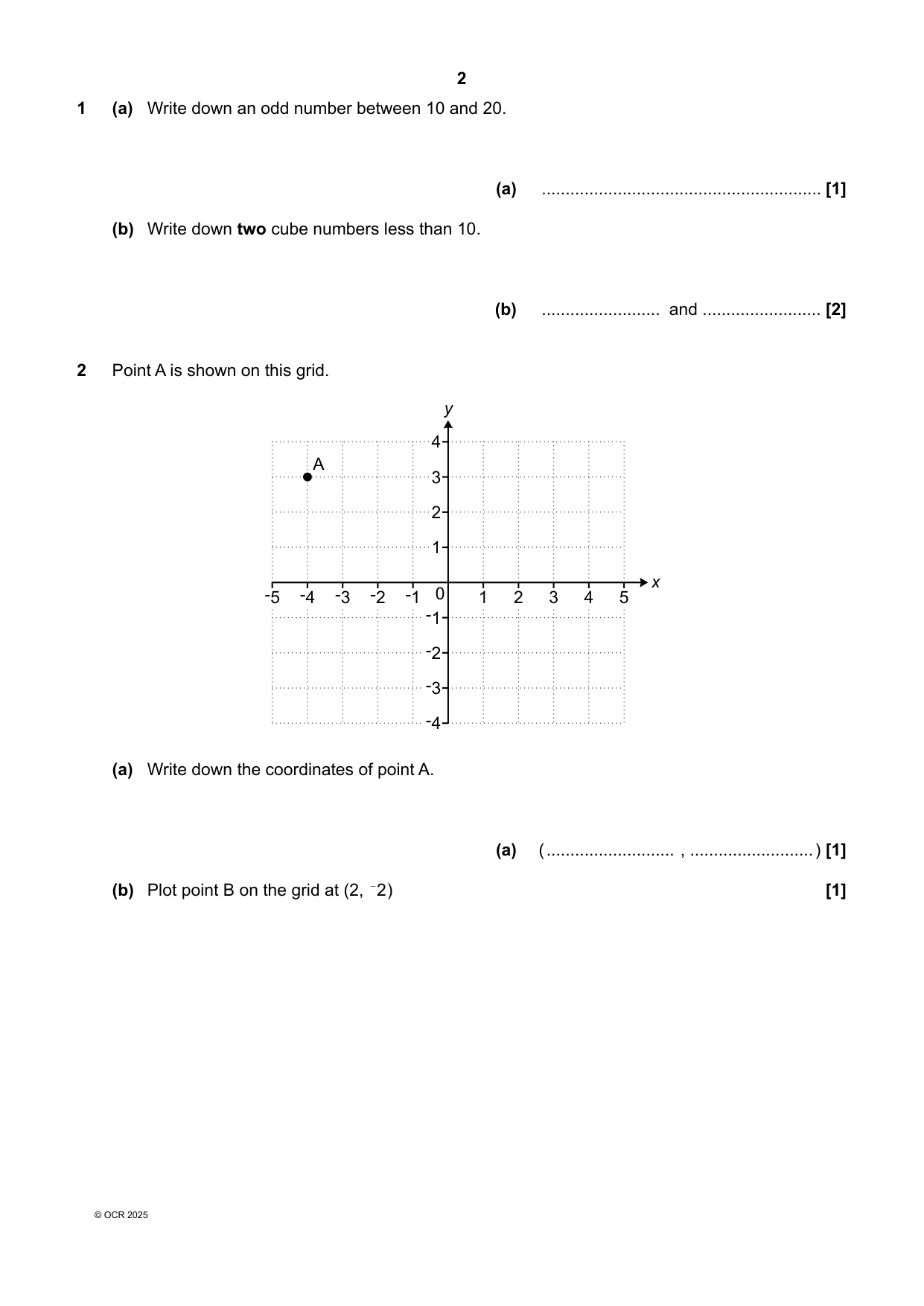 OCR GCSE Maths Paper 1 2025 Question Paper